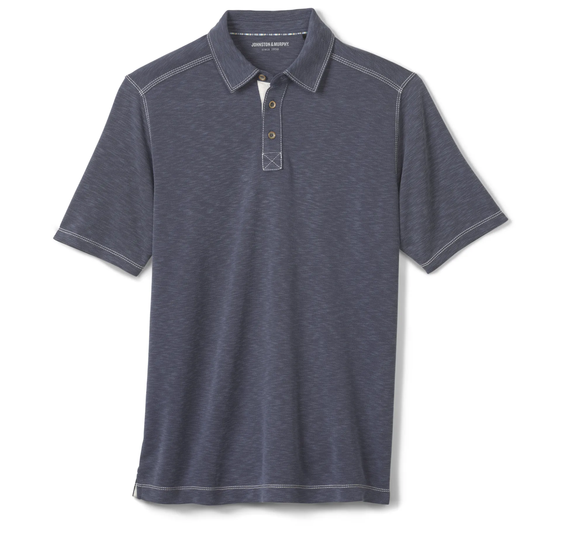 Polos & Tees^Johnston & Murphy Vintage Slub Polo Navy
