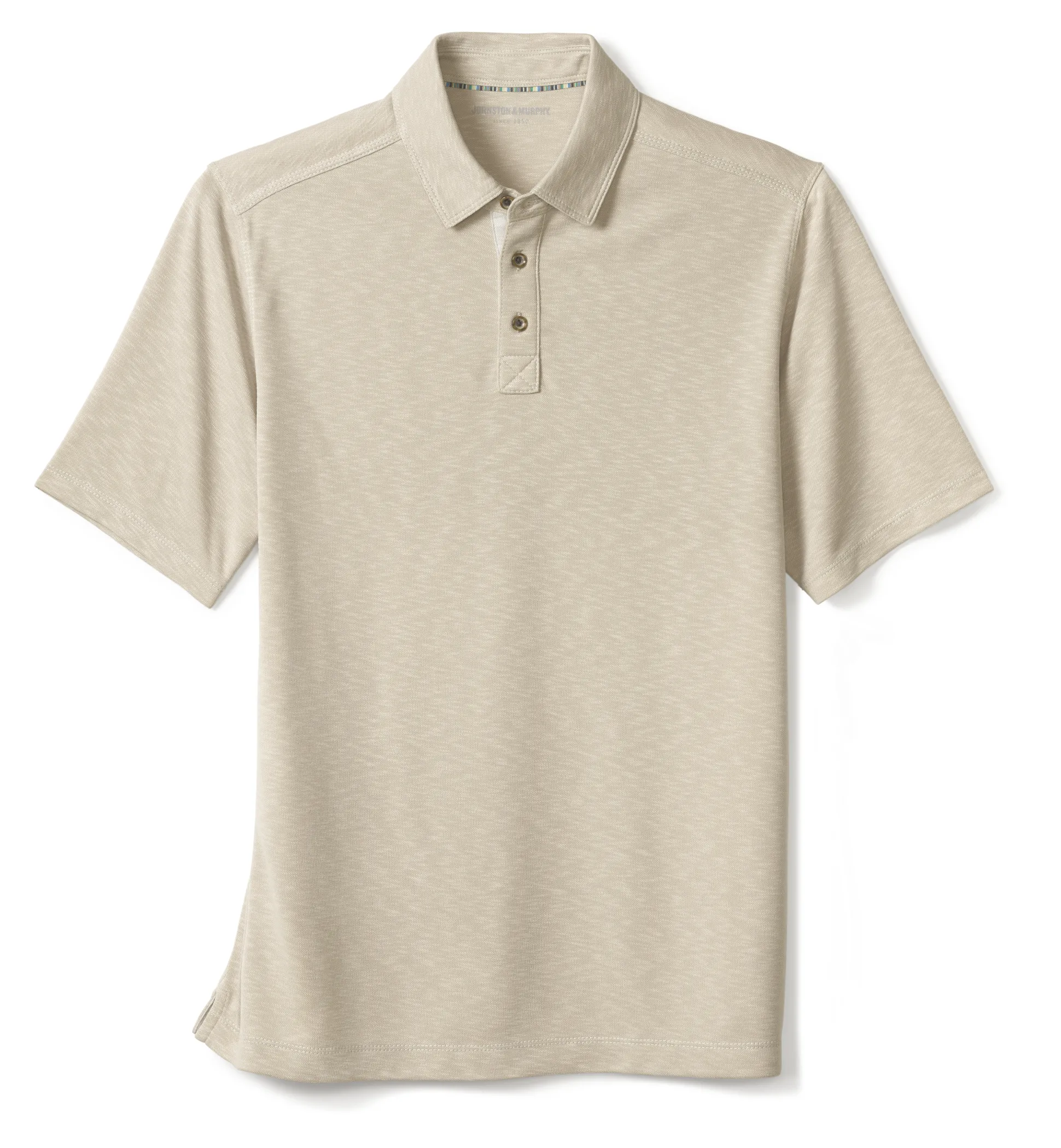 Polos & Tees^Johnston & Murphy Vintage Slub Polo Stone