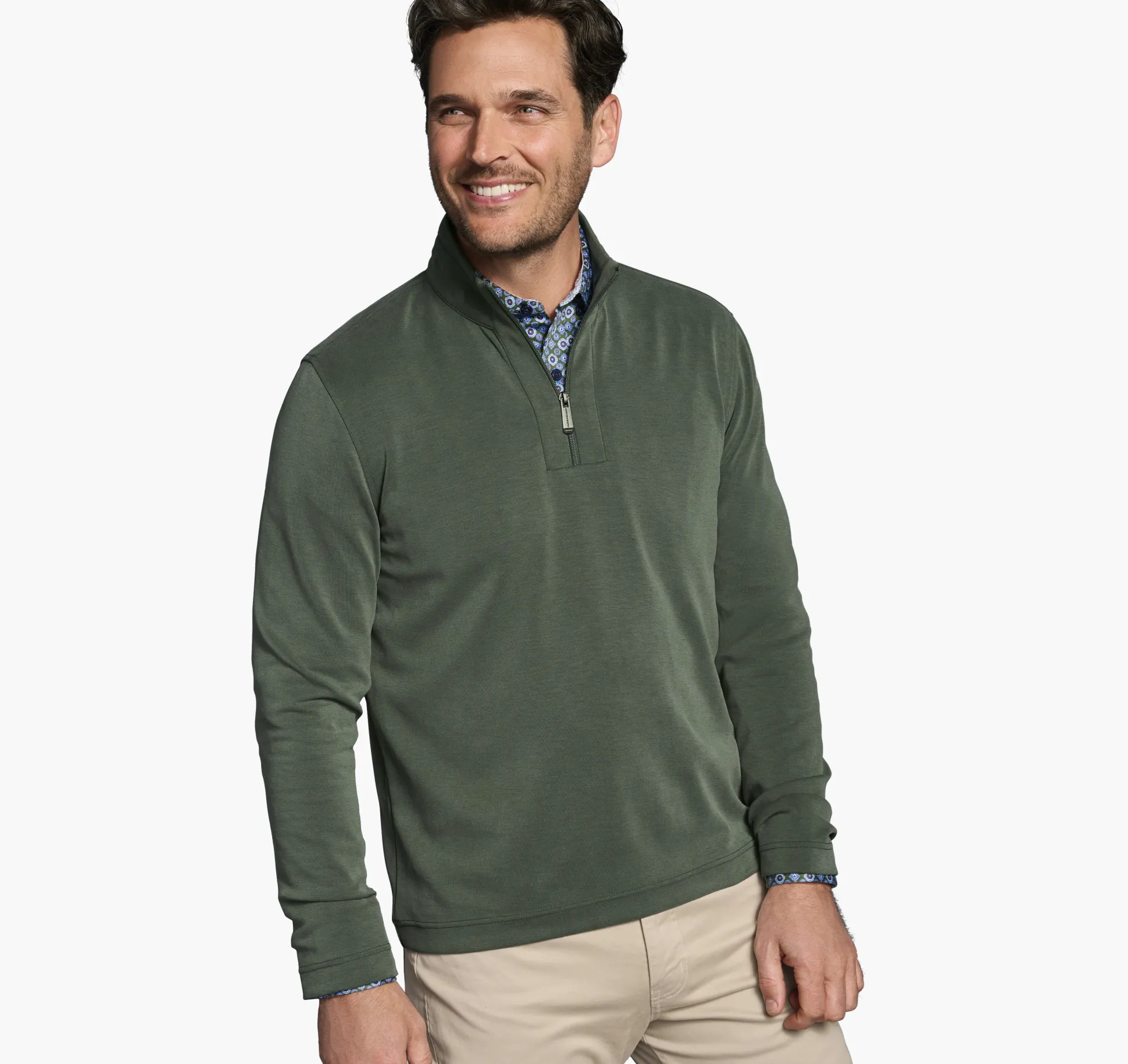 Sweaters & Knits^Johnston & Murphy Vintage Washed Quarter-Zip Olive