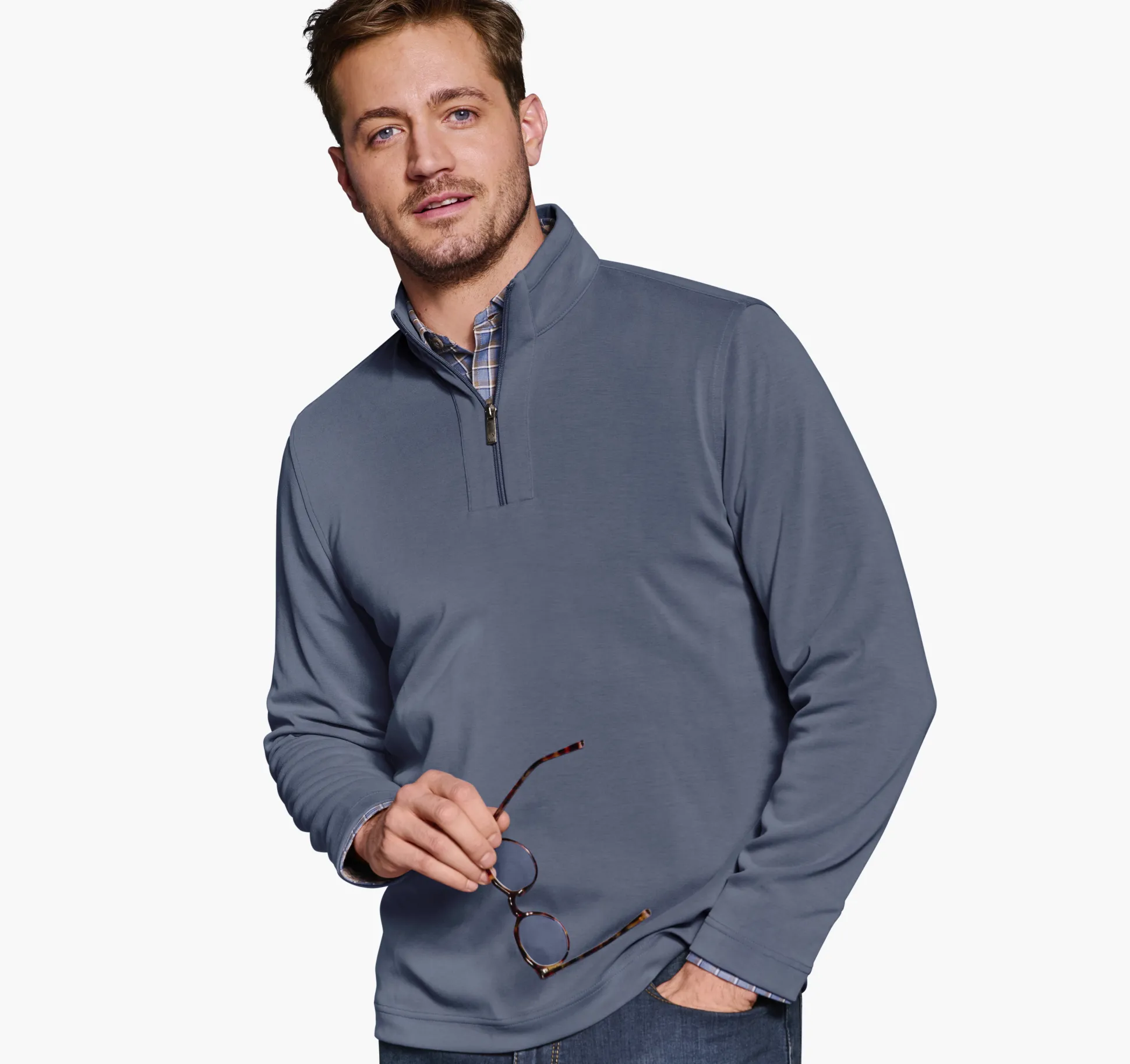 Sweaters & Knits^Johnston & Murphy Vintage Washed Quarter-Zip Blue