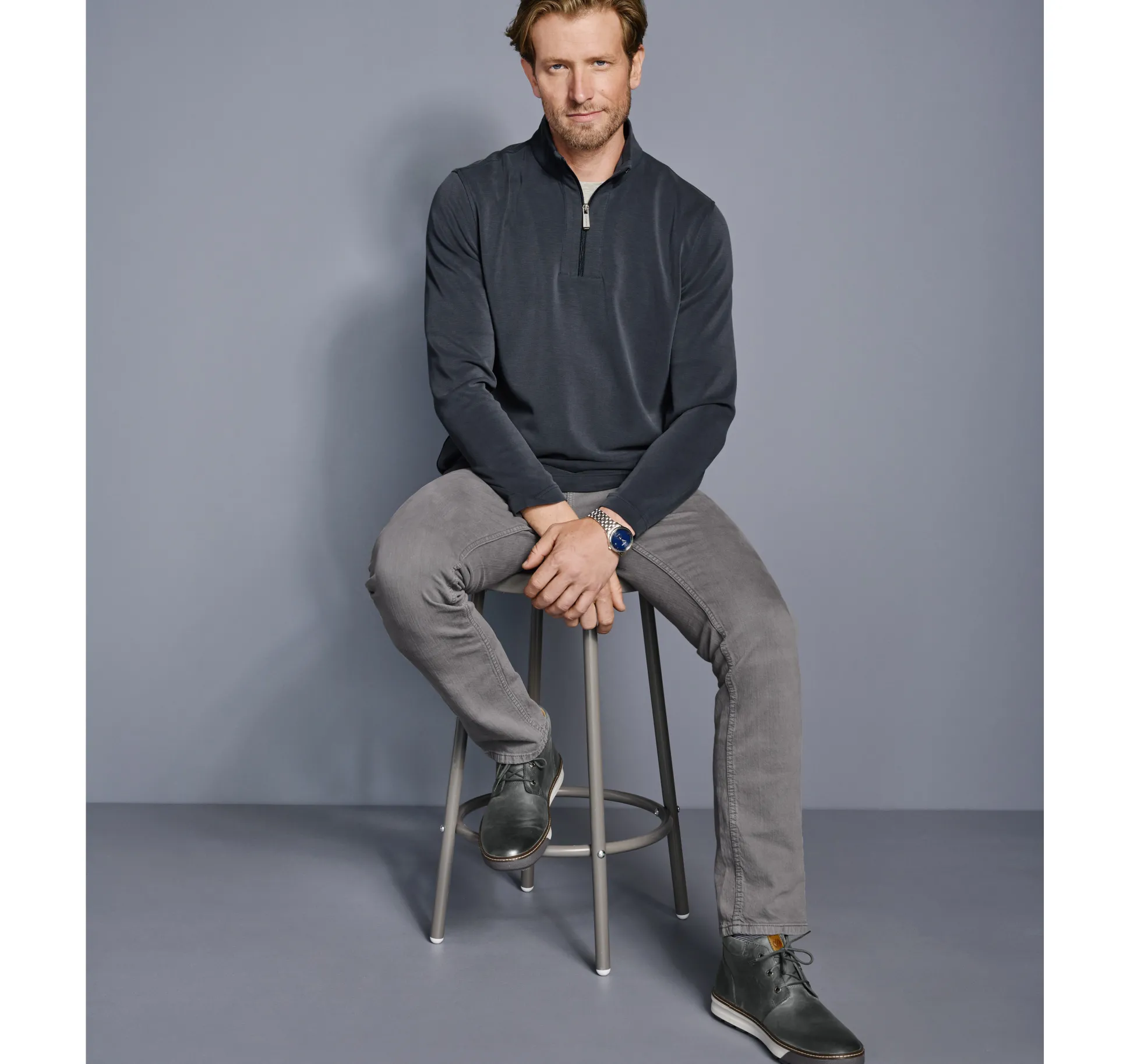 Sweaters & Knits^Johnston & Murphy Vintage Washed Quarter-Zip Navy