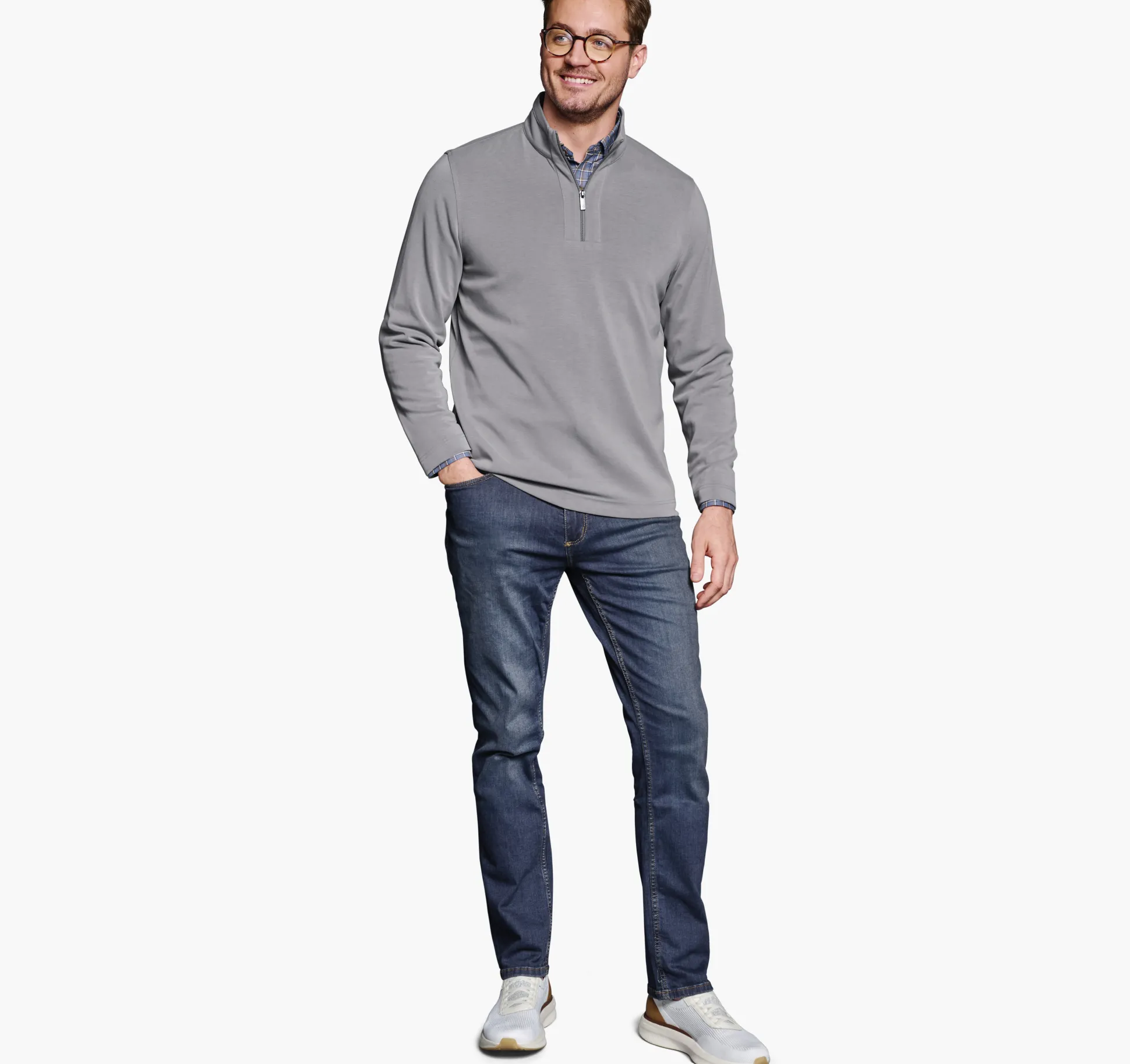 Sweaters & Knits^Johnston & Murphy Vintage Washed Quarter-Zip Grey
