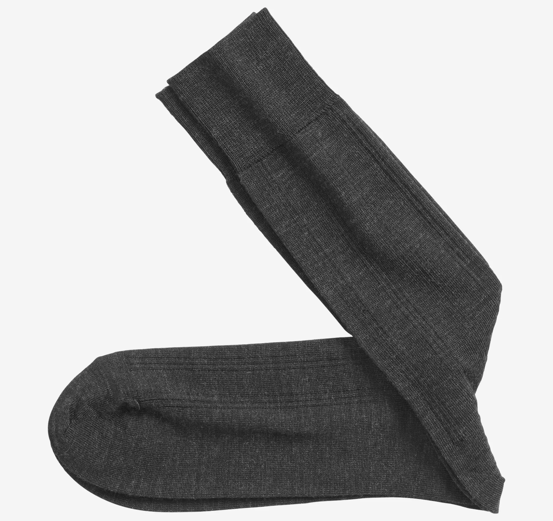 Socks^Johnston & Murphy Wool Ribbed Socks Charcoal
