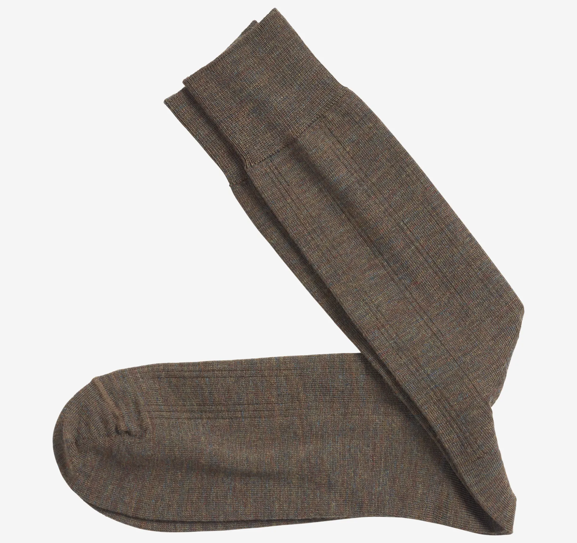 Socks^Johnston & Murphy Wool Ribbed Socks Brown
