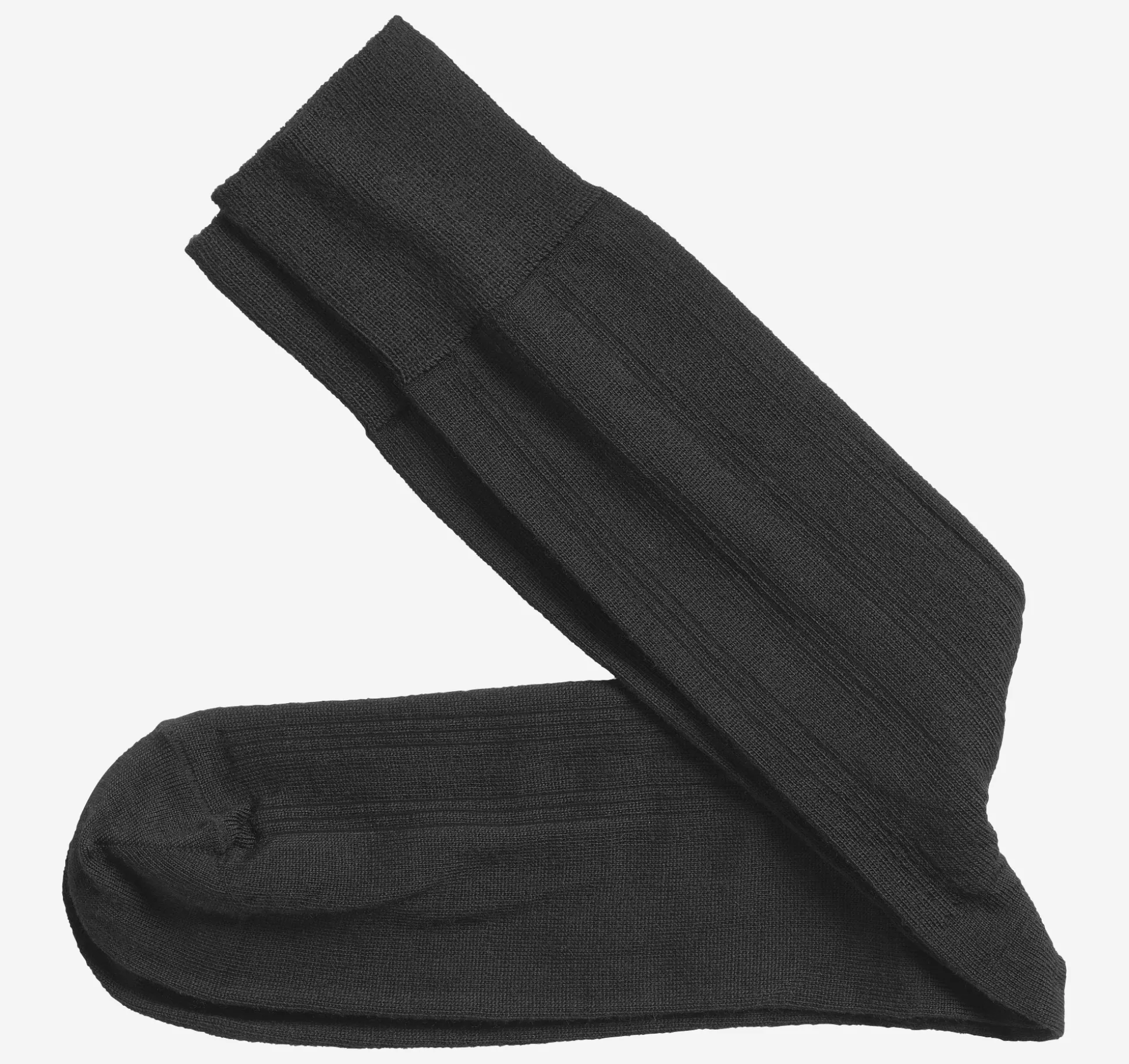 Socks^Johnston & Murphy Wool Ribbed Socks Black