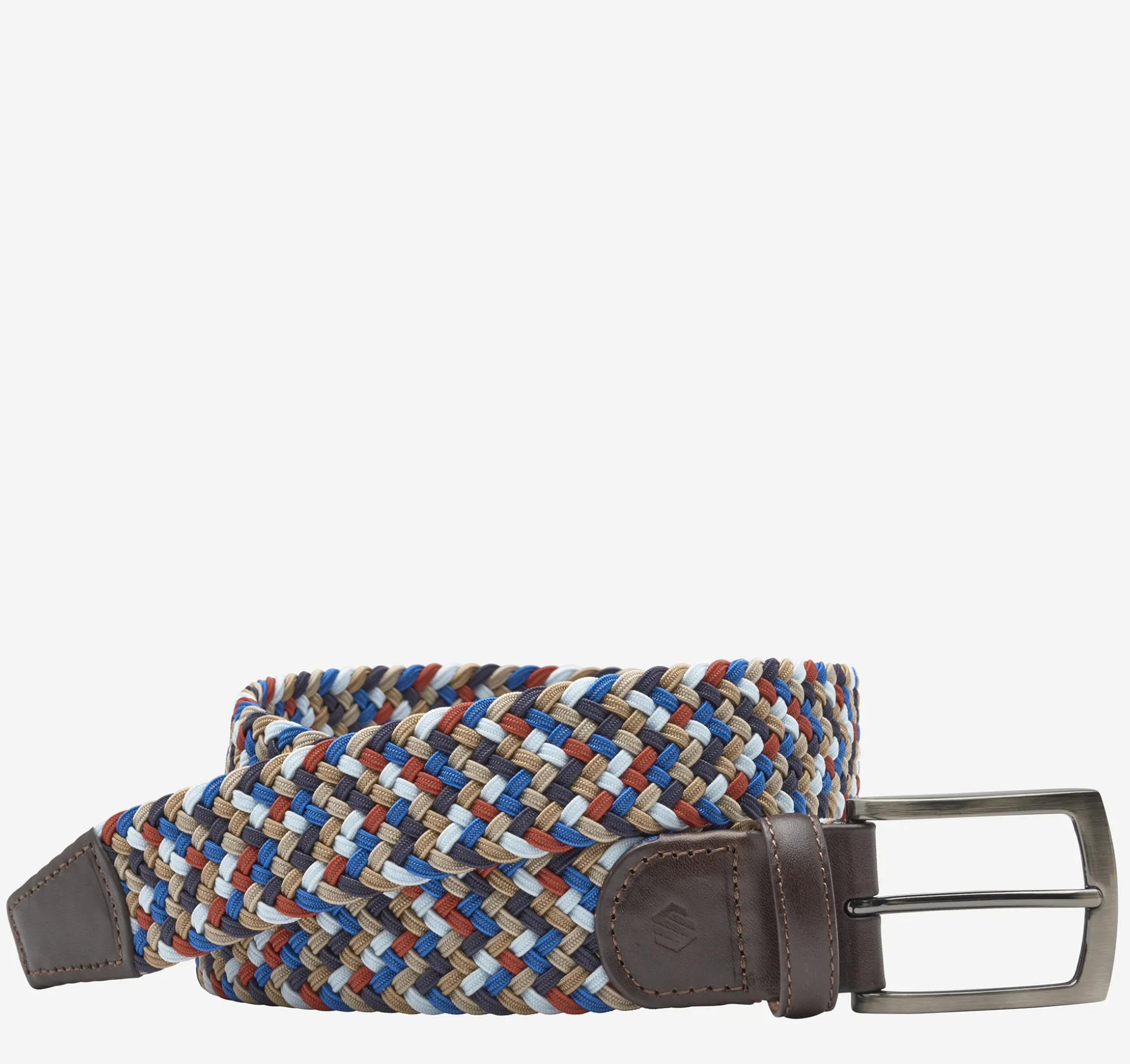 Belts^Johnston & Murphy Woven Stretch-Knit Belt Khaki/Red/BlueMulti
