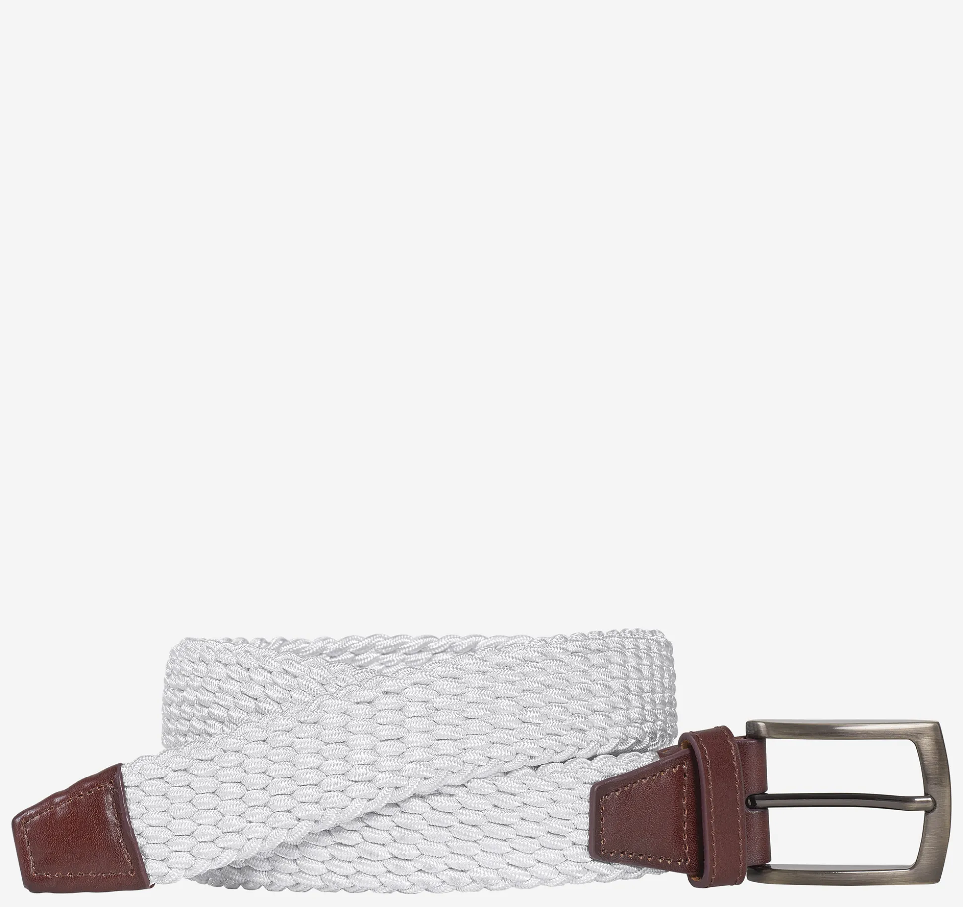 Belts^Johnston & Murphy Woven Stretch-Knit Belt White