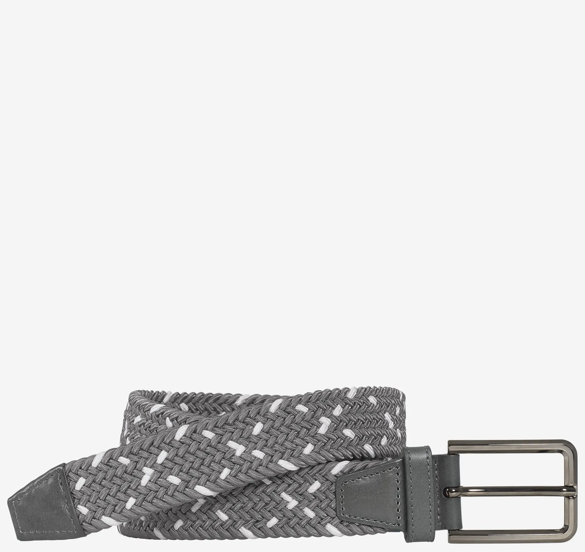 Belts^Johnston & Murphy Woven Stretch-Knit Belt Gray/White