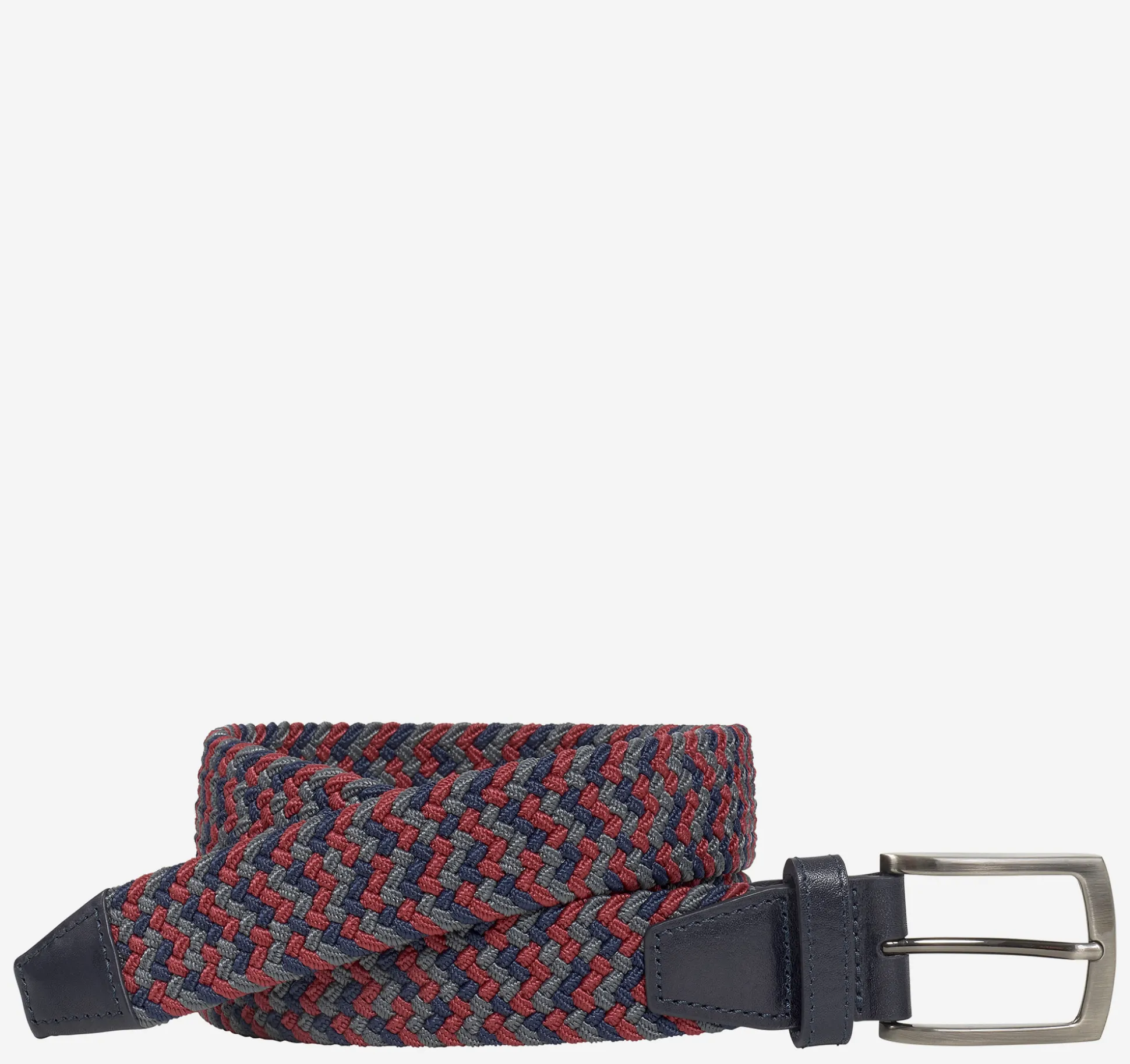 Belts^Johnston & Murphy Woven Stretch-Knit Belt Red/Navy/Gray