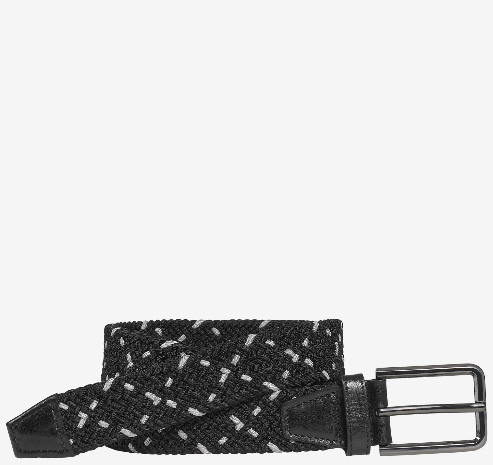 Belts^Johnston & Murphy Woven Stretch-Knit Belt Black/Gray
