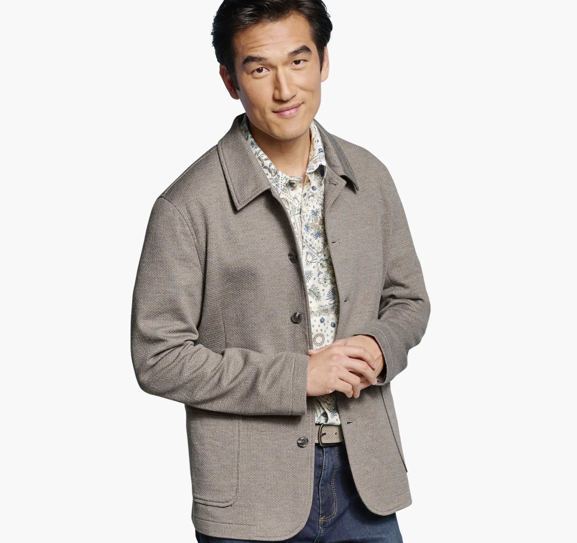 Blazers^Johnston & Murphy XC Flex® Knit Full-Button Blazer Tan