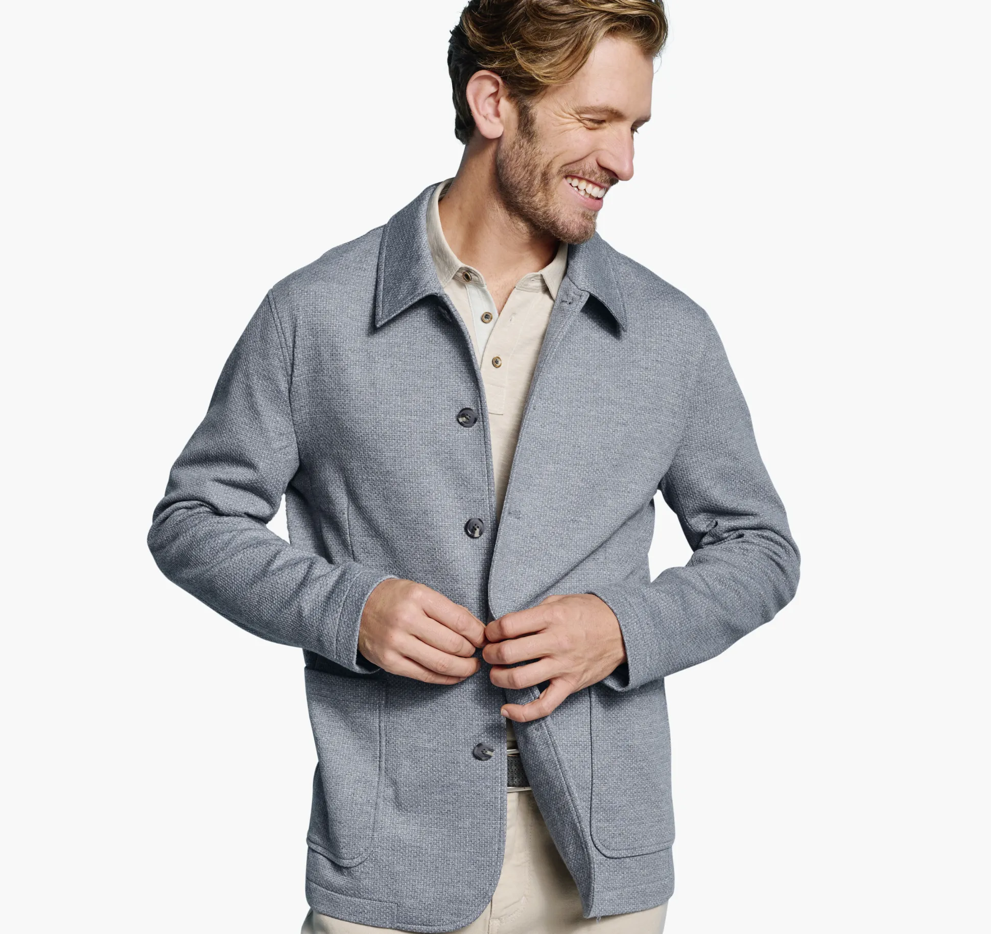Blazers^Johnston & Murphy XC Flex® Knit Full-Button Blazer Blue
