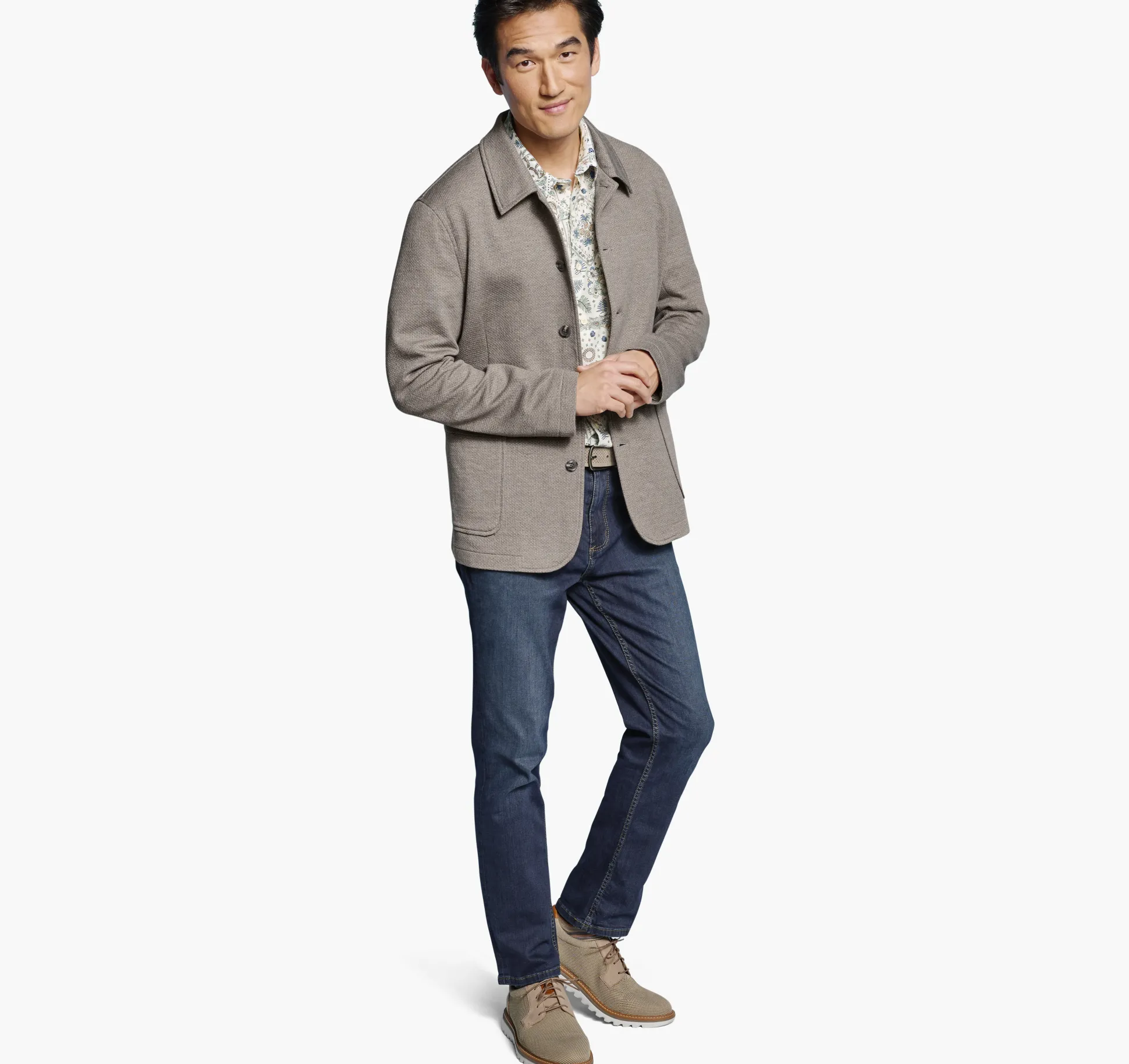 Blazers^Johnston & Murphy XC Flex® Knit Full-Button Blazer Tan