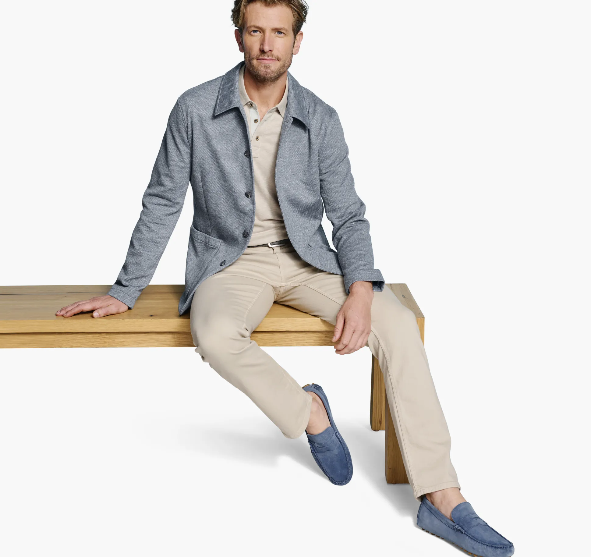 Blazers^Johnston & Murphy XC Flex® Knit Full-Button Blazer Blue