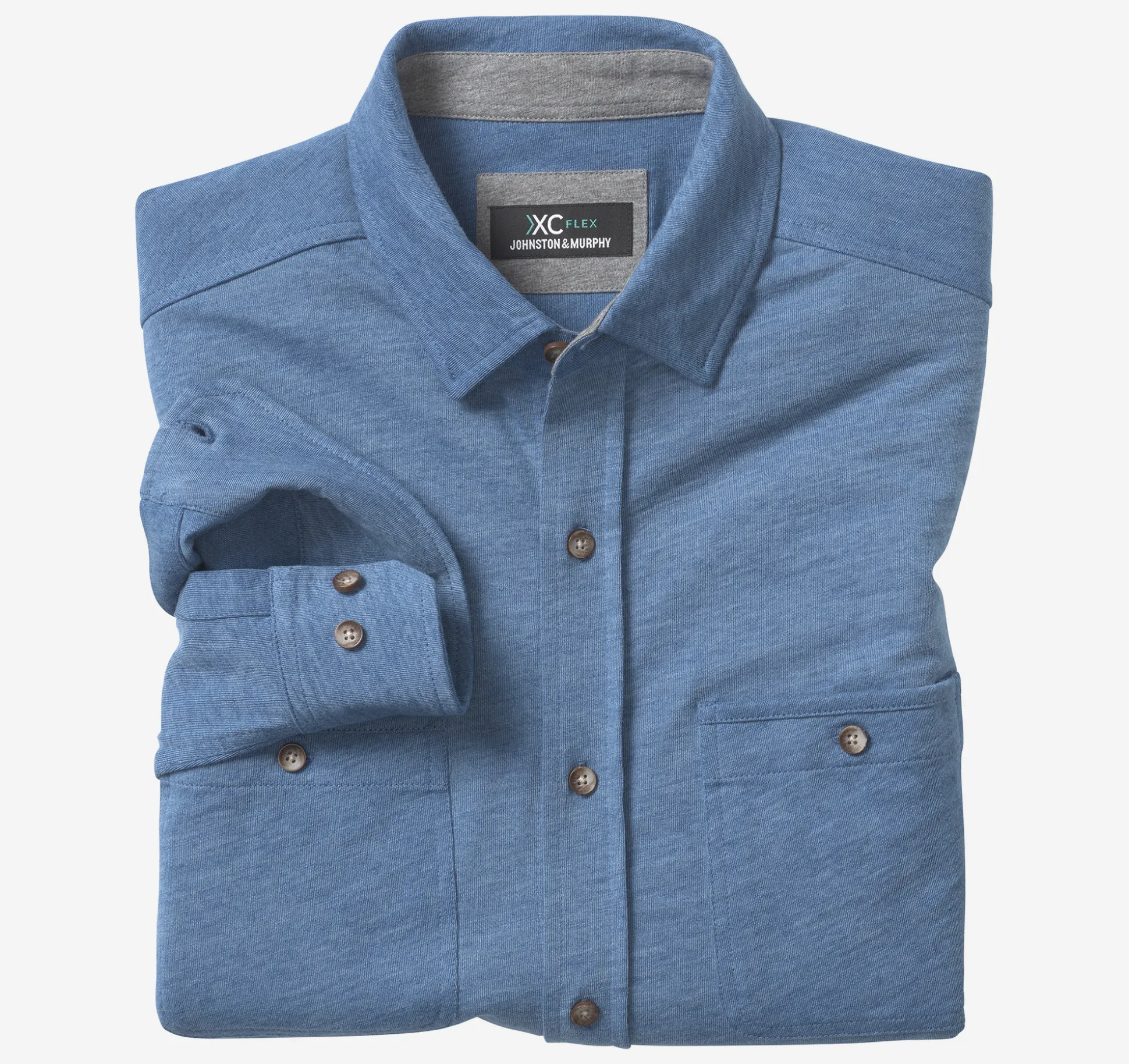 Shirts^Johnston & Murphy XC Flex® Stretch Indigo Long-Sleeve Shirt Blue