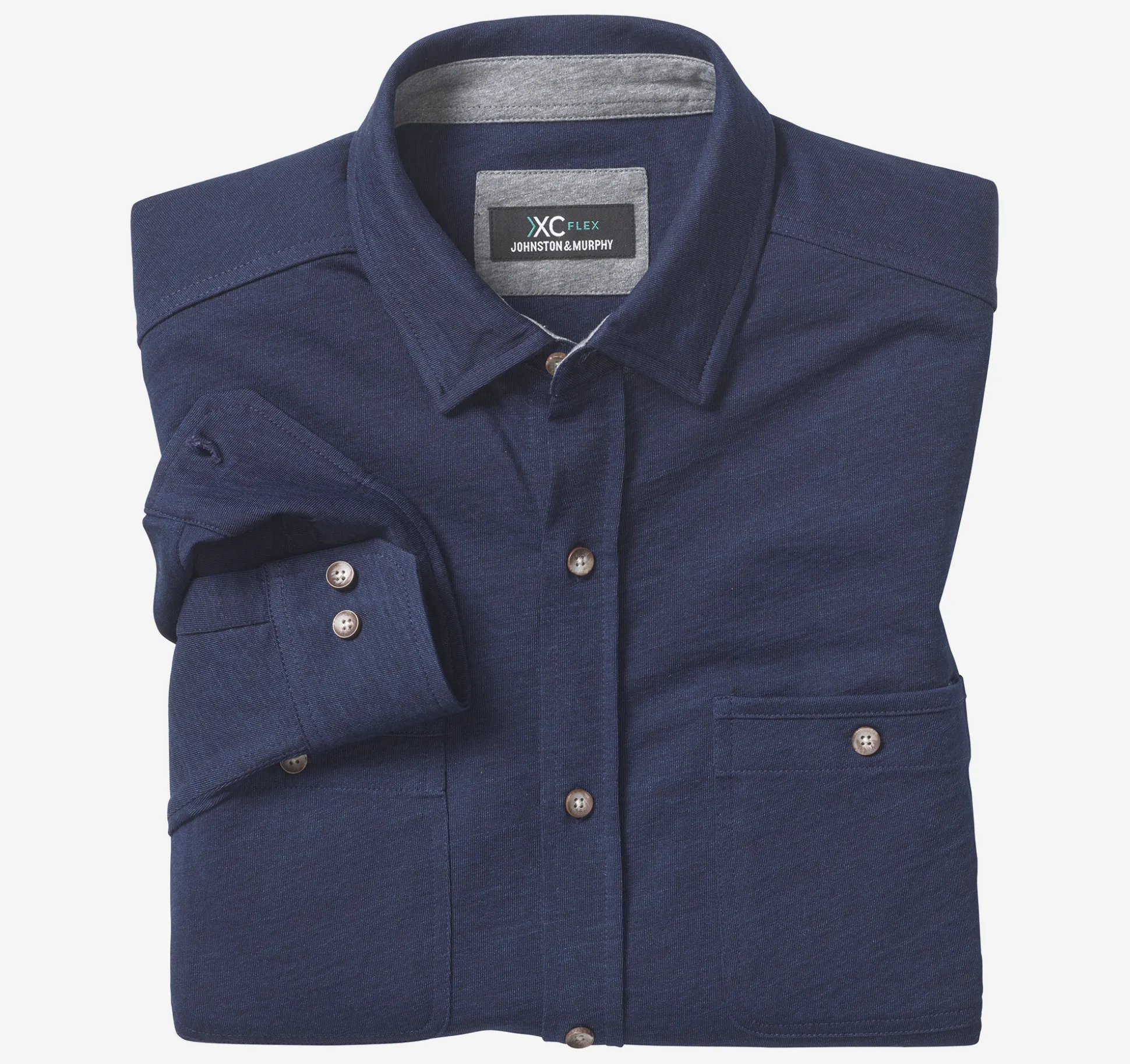 Shirts^Johnston & Murphy XC Flex® Stretch Indigo Long-Sleeve Shirt Navy