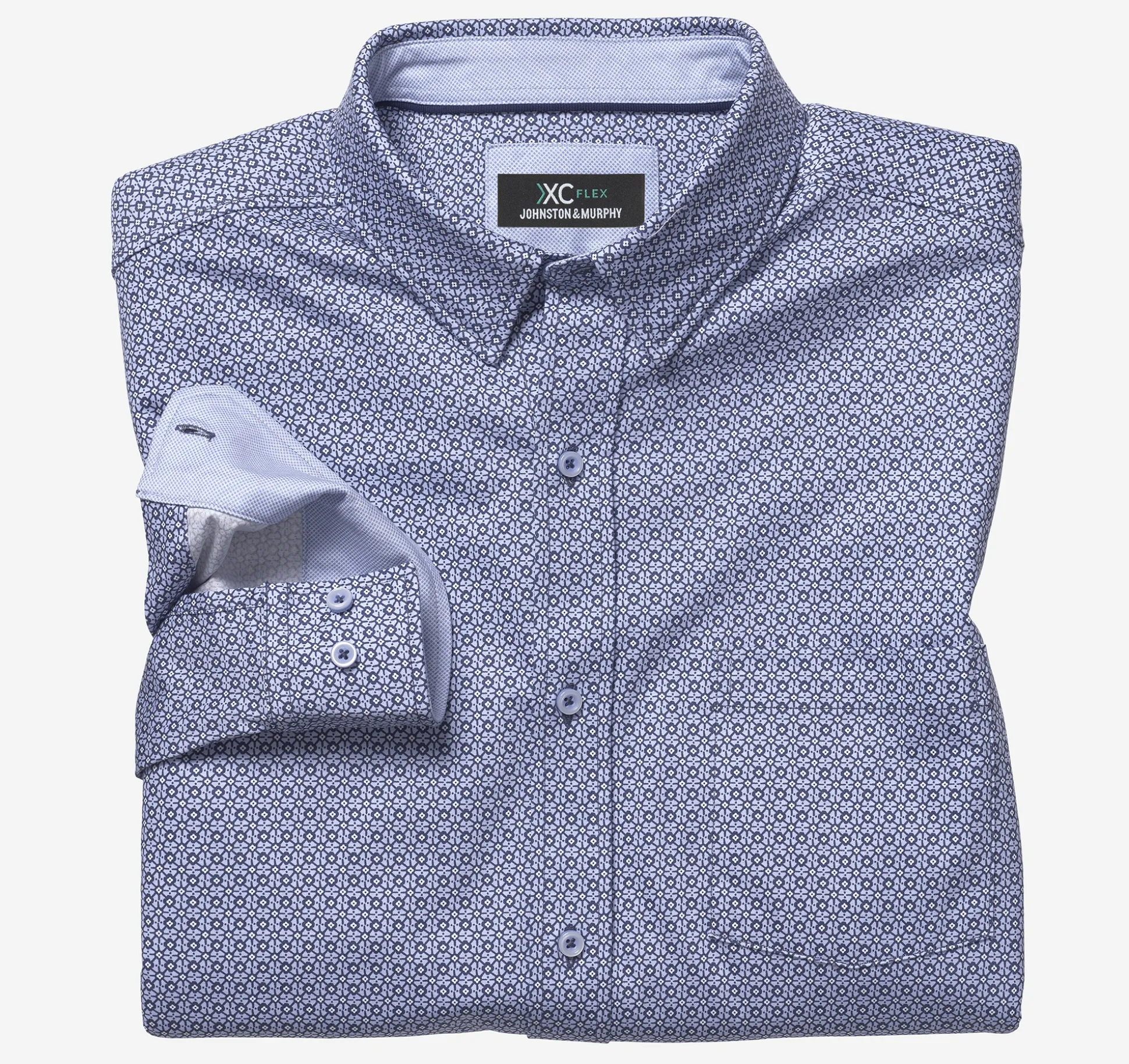 Shirts^Johnston & Murphy XC Flex® Stretch Long-Sleeve Shirt BlueDiamondGridPrint