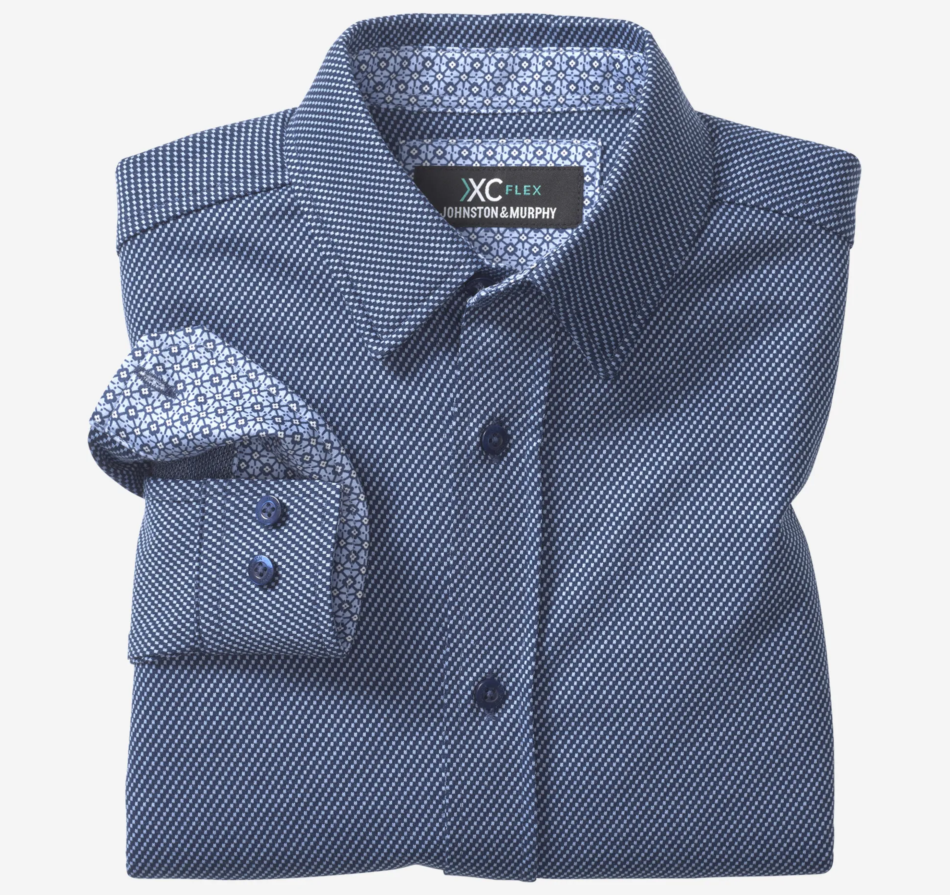 Shirts^Johnston & Murphy XC Flex® Stretch Long-Sleeve Shirt NavySmallBox