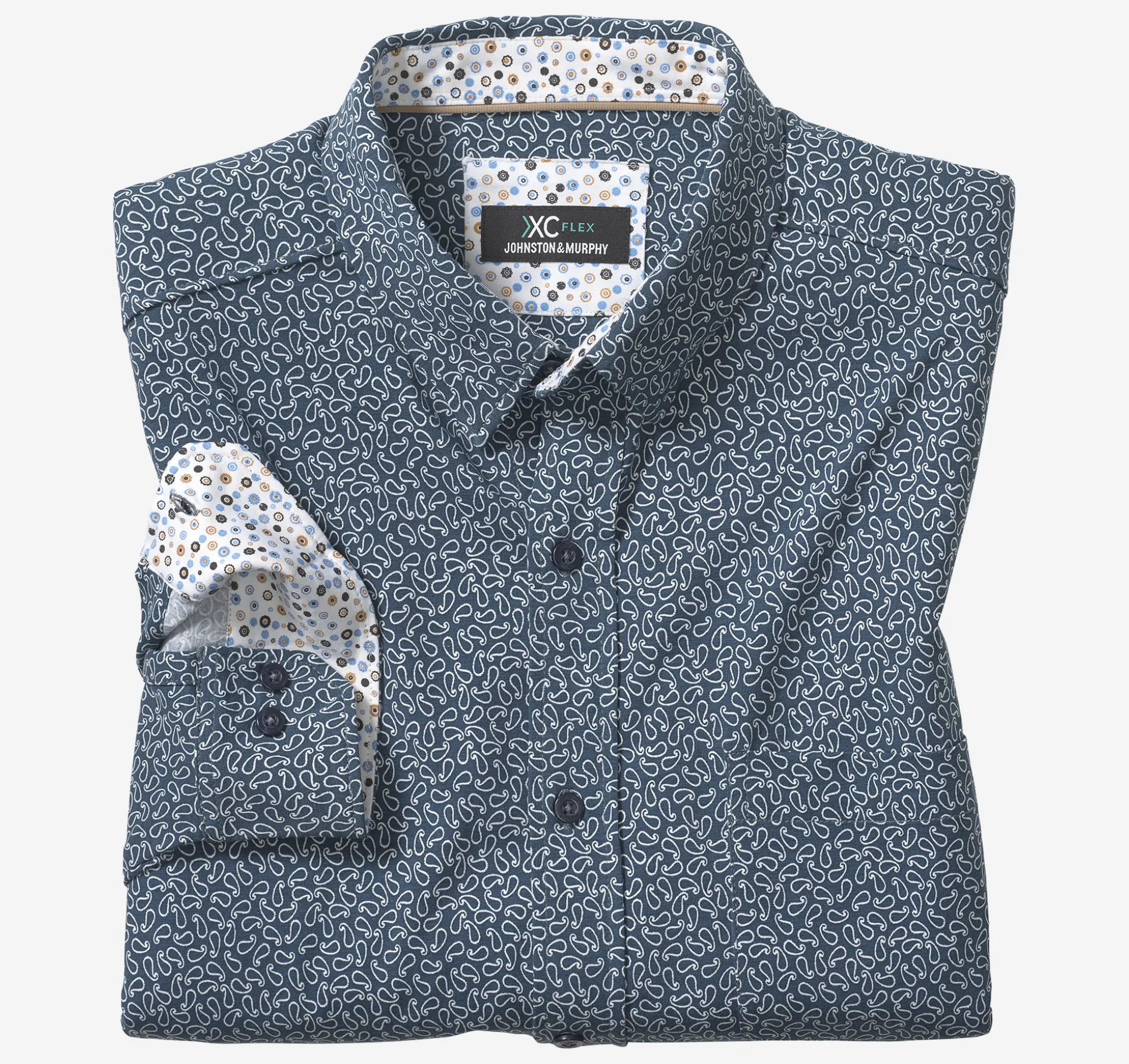 Shirts^Johnston & Murphy XC Flex® Stretch Long-Sleeve Shirt NavyPaisley