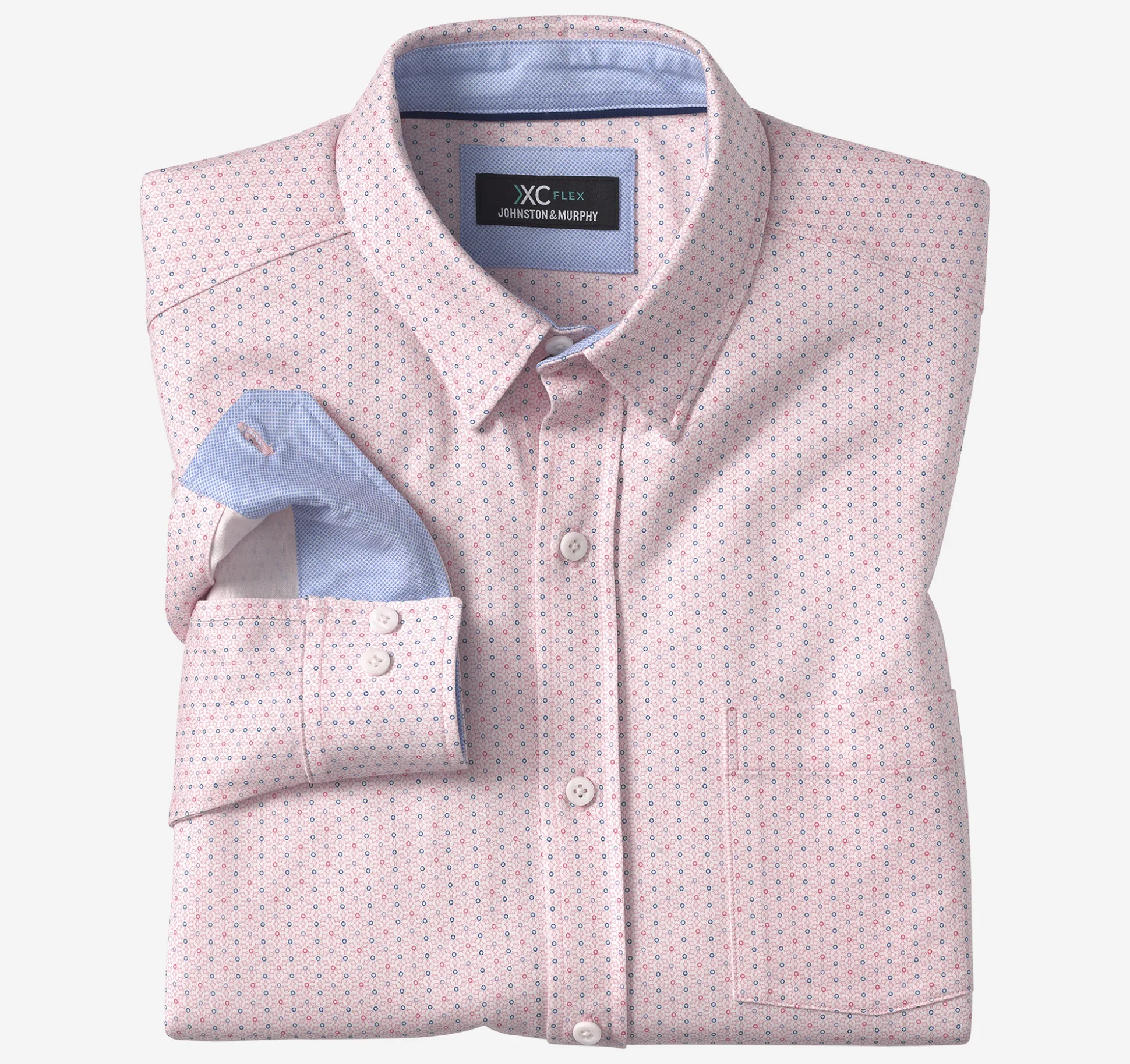 Shirts^Johnston & Murphy XC Flex® Stretch Long-Sleeve Shirt PinkDottedPrint