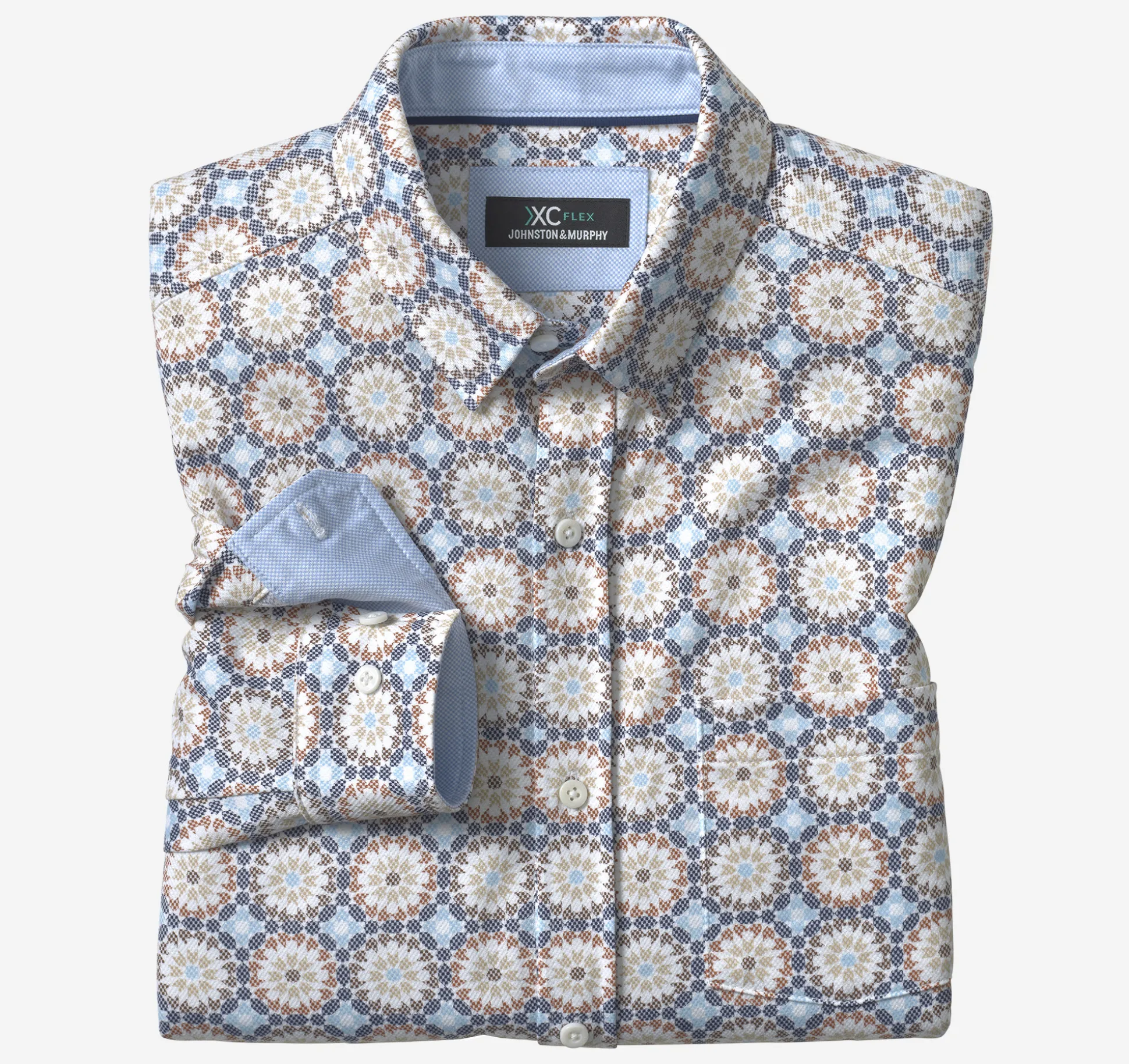 Shirts^Johnston & Murphy XC Flex® Stretch Long-Sleeve Shirt BlueMultiBirdseyeMosaic