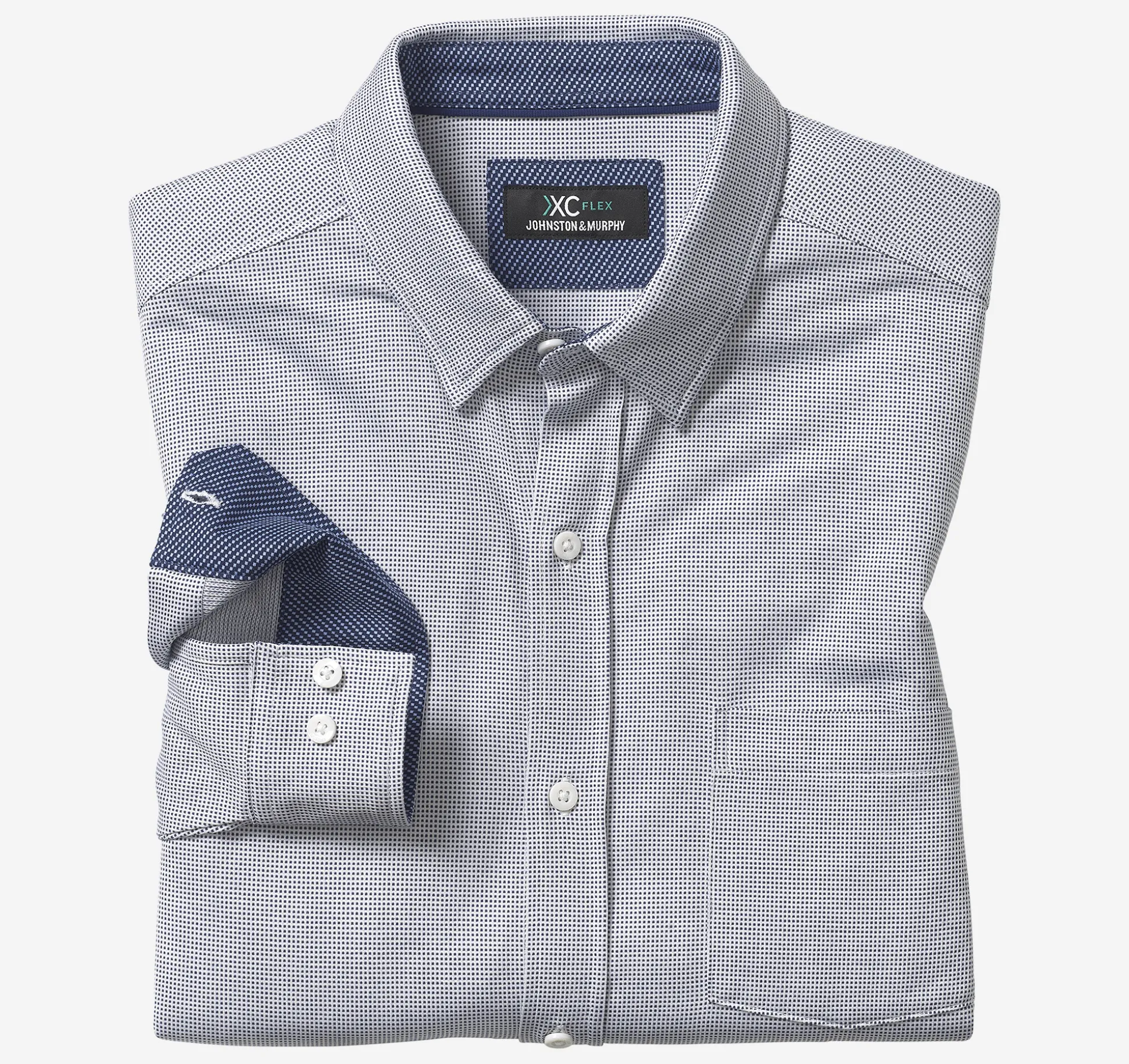 Shirts^Johnston & Murphy XC Flex® Stretch Long-Sleeve Shirt NavyMicroDot