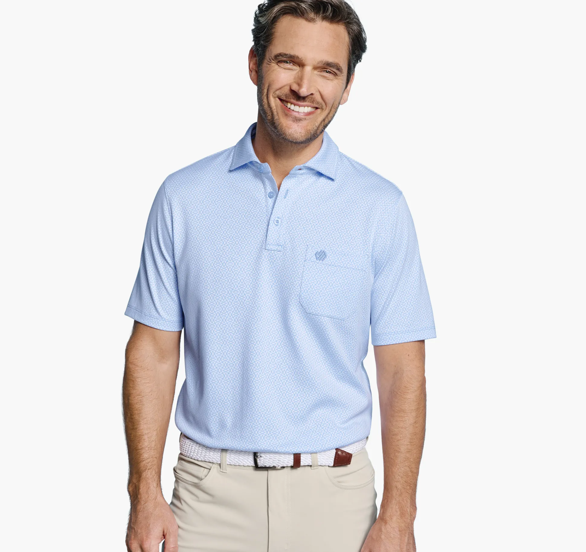 Polos & Tees^Johnston & Murphy XC4® Jacquard Performance Polo LightBlueAbstract
