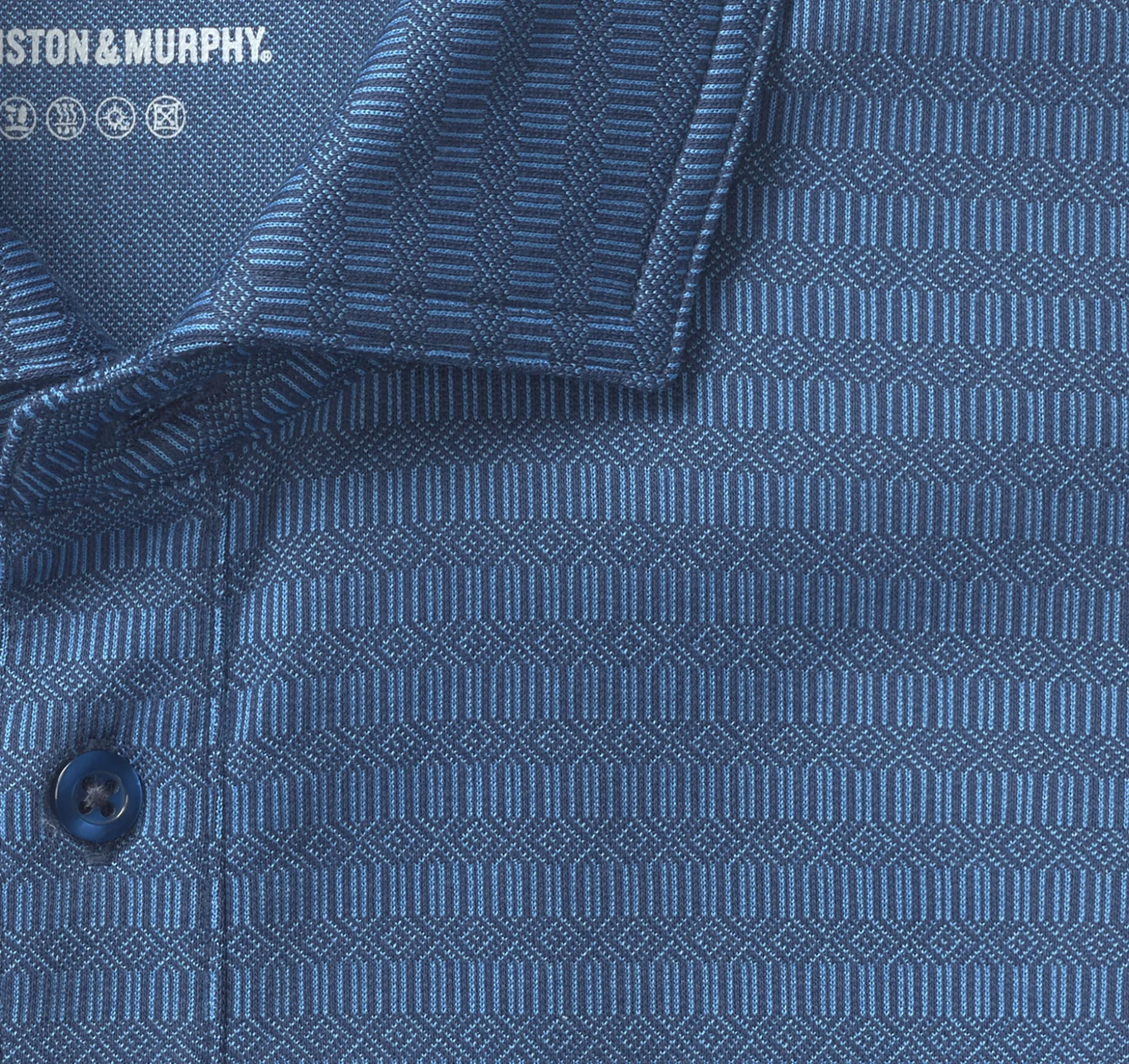 Polos & Tees^Johnston & Murphy XC4® Jacquard Performance Polo Navy/BlueGeo
