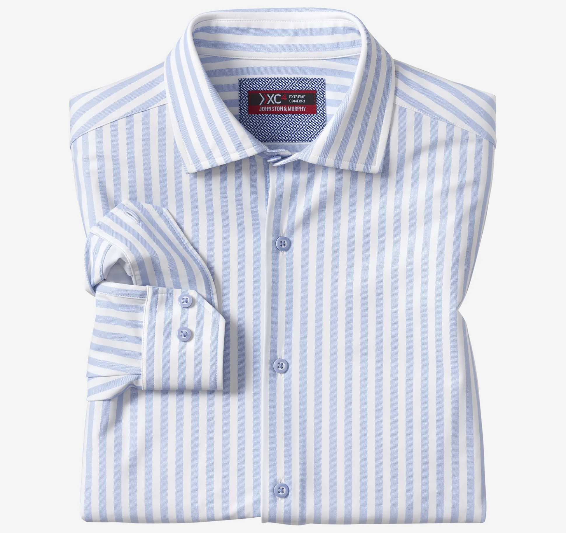 Shirts^Johnston & Murphy XC4® Long-Sleeve Print Knit Shirt Blue/WhiteStripe
