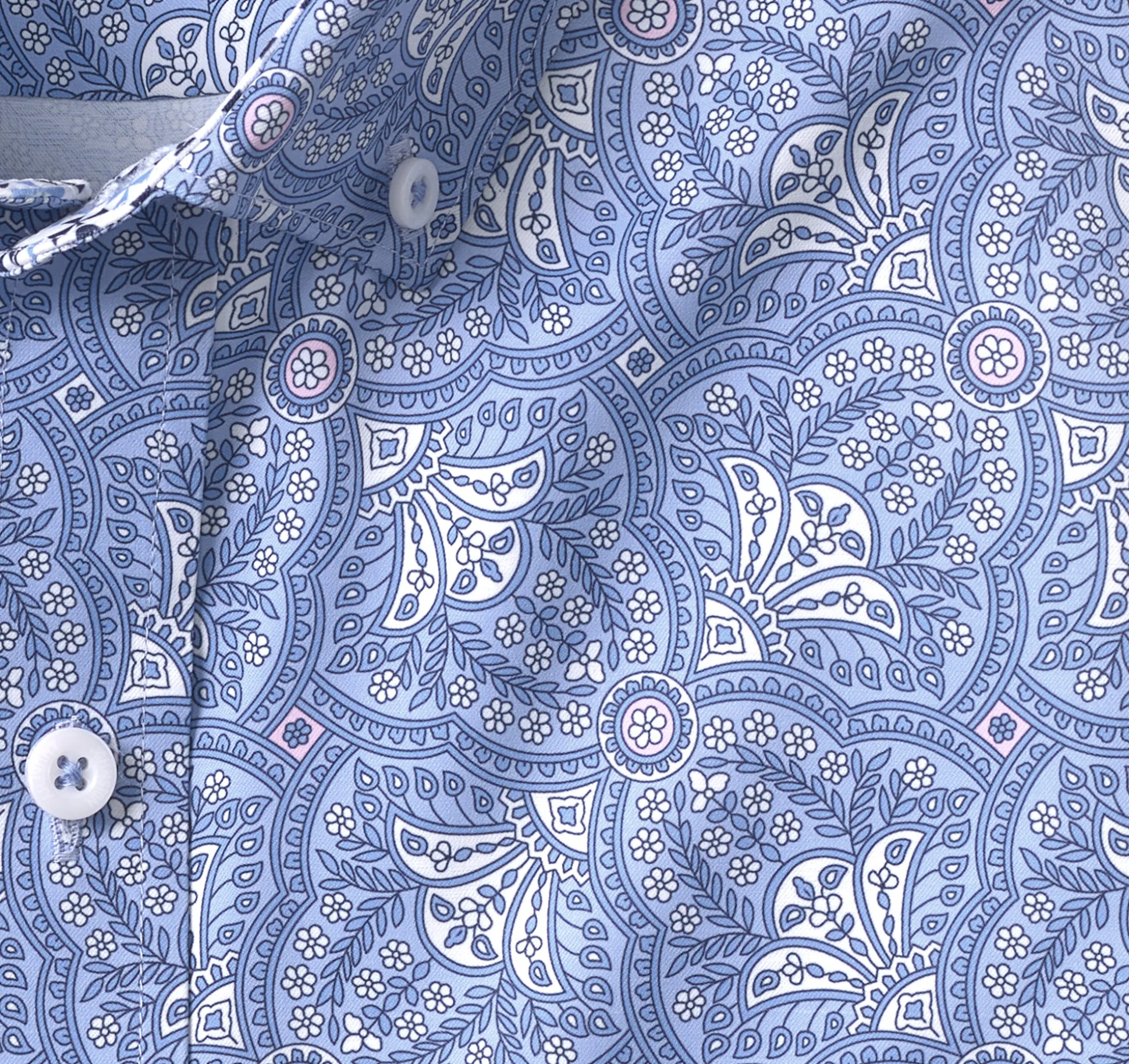 Shirts^Johnston & Murphy XC4® Long-Sleeve Stretch-Woven Shirt BlueFiligreePrint