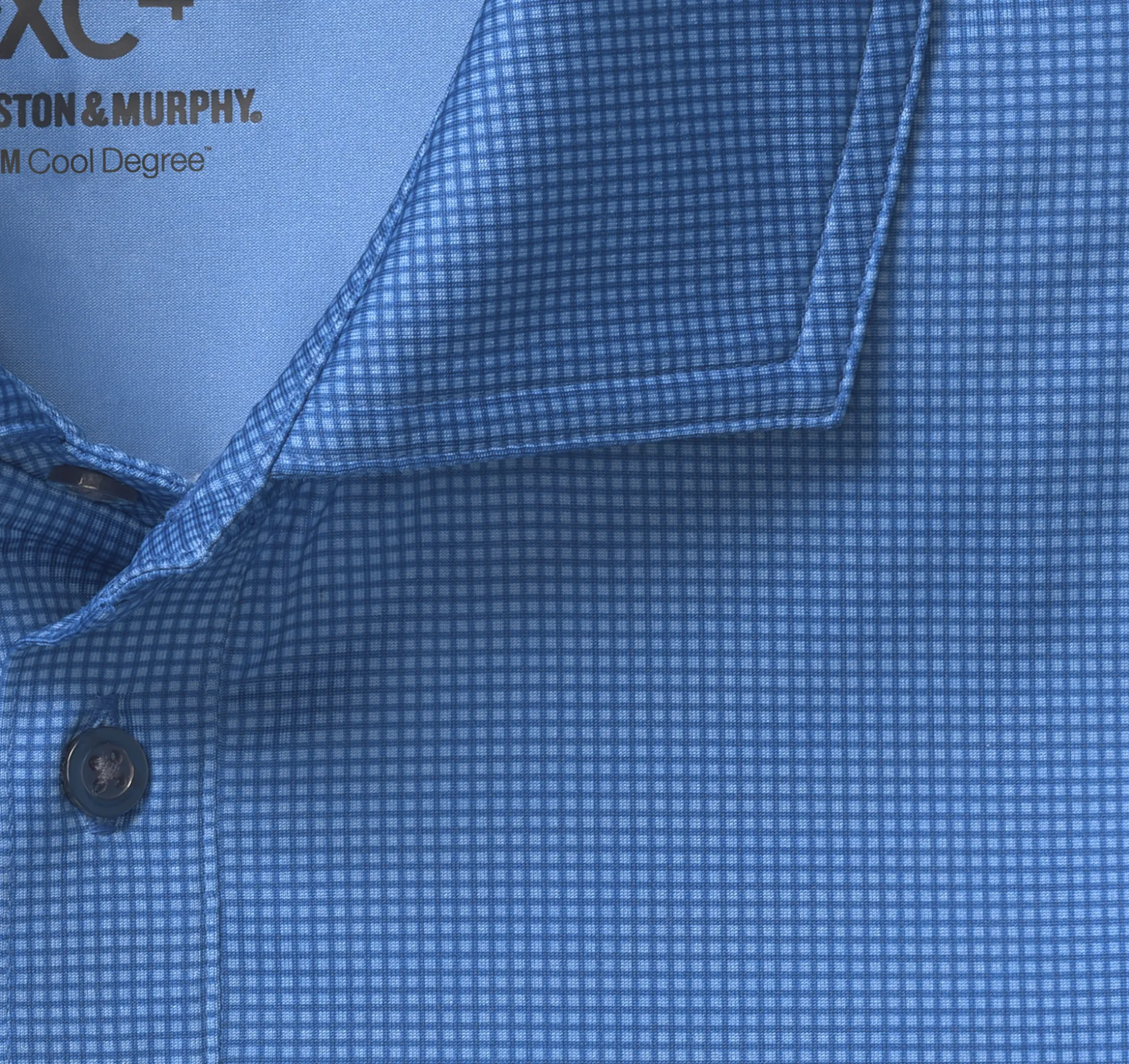Polos & Tees^Johnston & Murphy XC4® Performance Gingham Polo + Cool Degree Blue/NavyMiniGingham