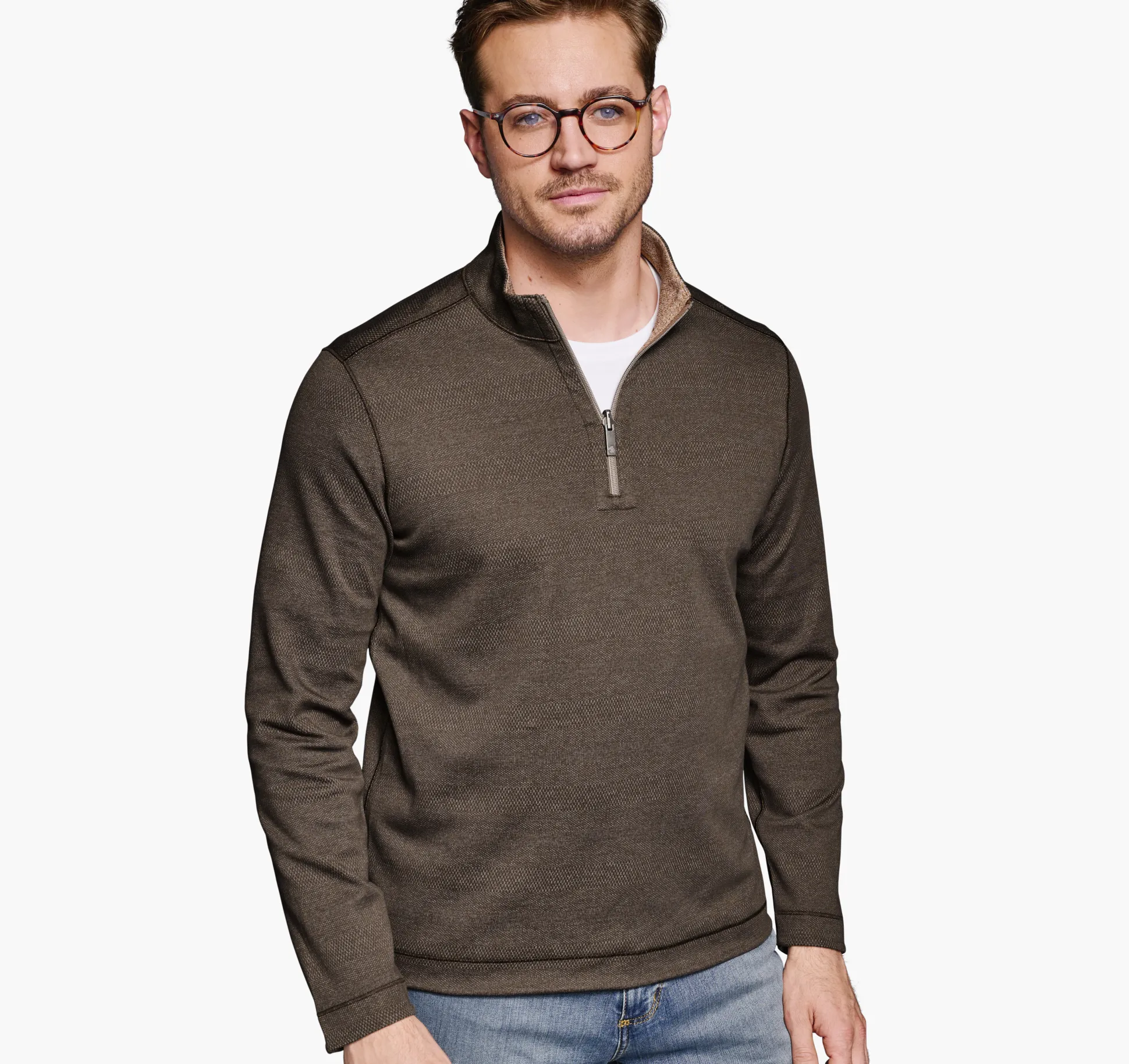 Sweaters & Knits^Johnston & Murphy XC4® Performance Reversible Quarter-Zip Brown/Rust