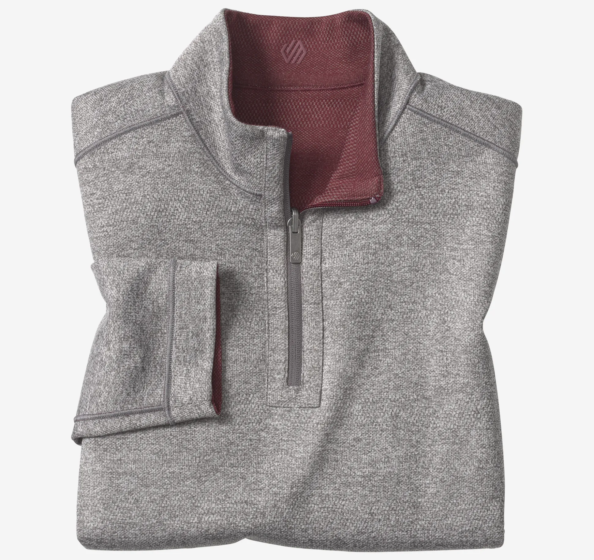 Sweaters & Knits^Johnston & Murphy XC4® Performance Reversible Quarter-Zip Burgundy/Charcoal