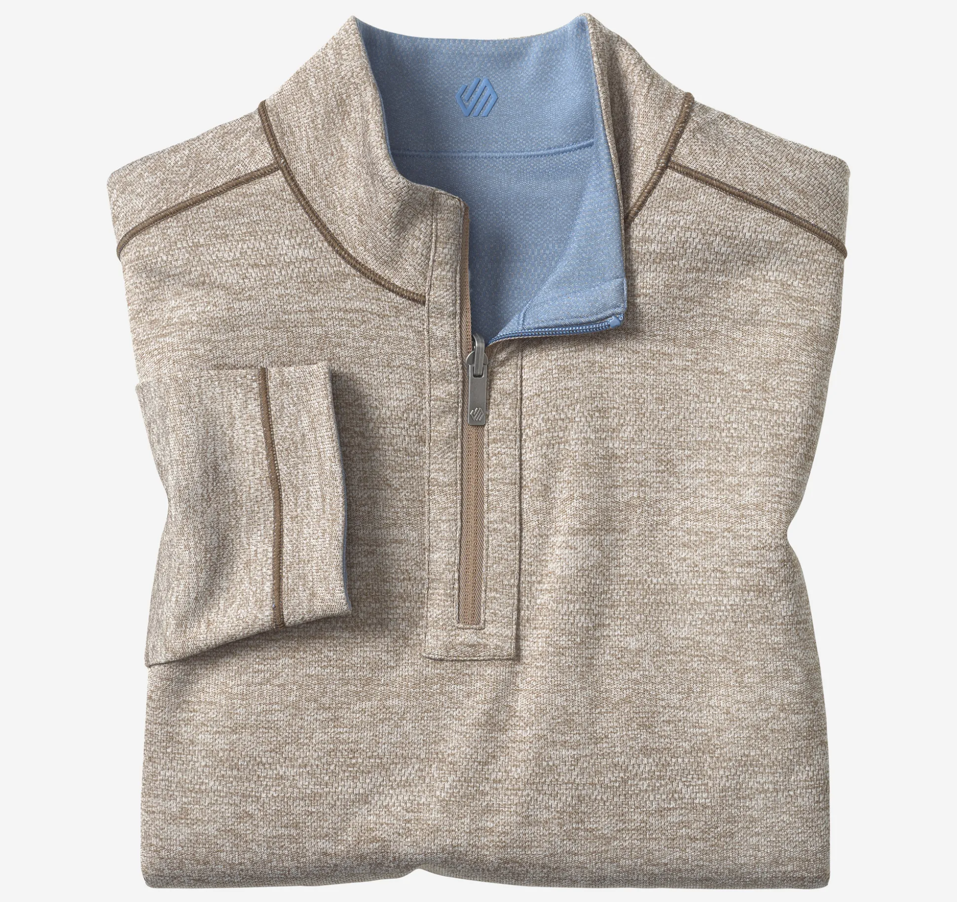 Sweaters & Knits^Johnston & Murphy XC4® Performance Reversible Quarter-Zip LightBlue/Tan