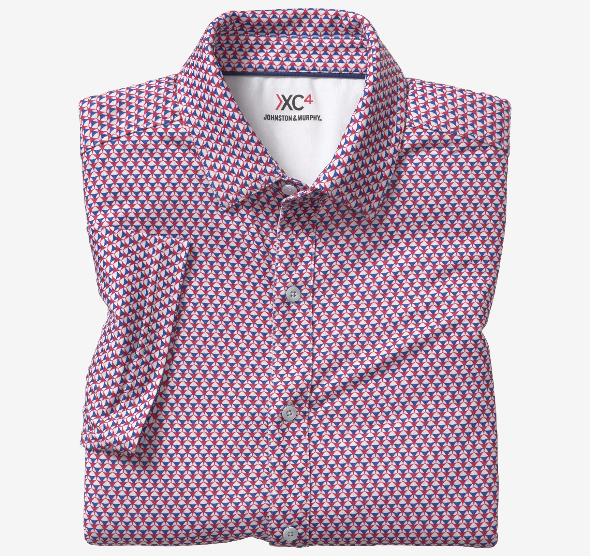 Short-sleeve Shirts^Johnston & Murphy XC4® Performance Shirt Navy/RedStackedTriangle
