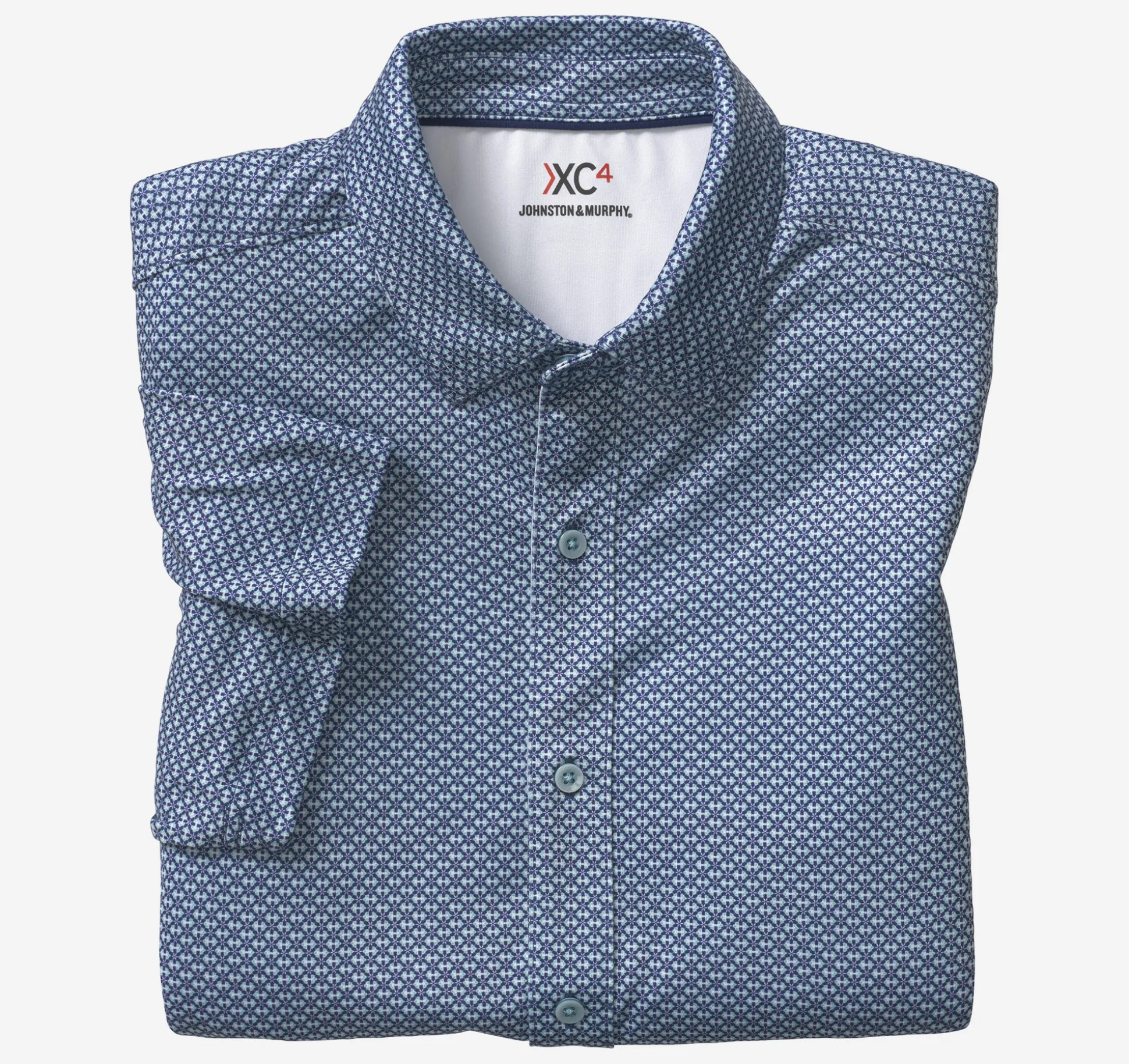 Short-sleeve Shirts^Johnston & Murphy XC4® Performance Shirt Navy/MintLinkedFlower