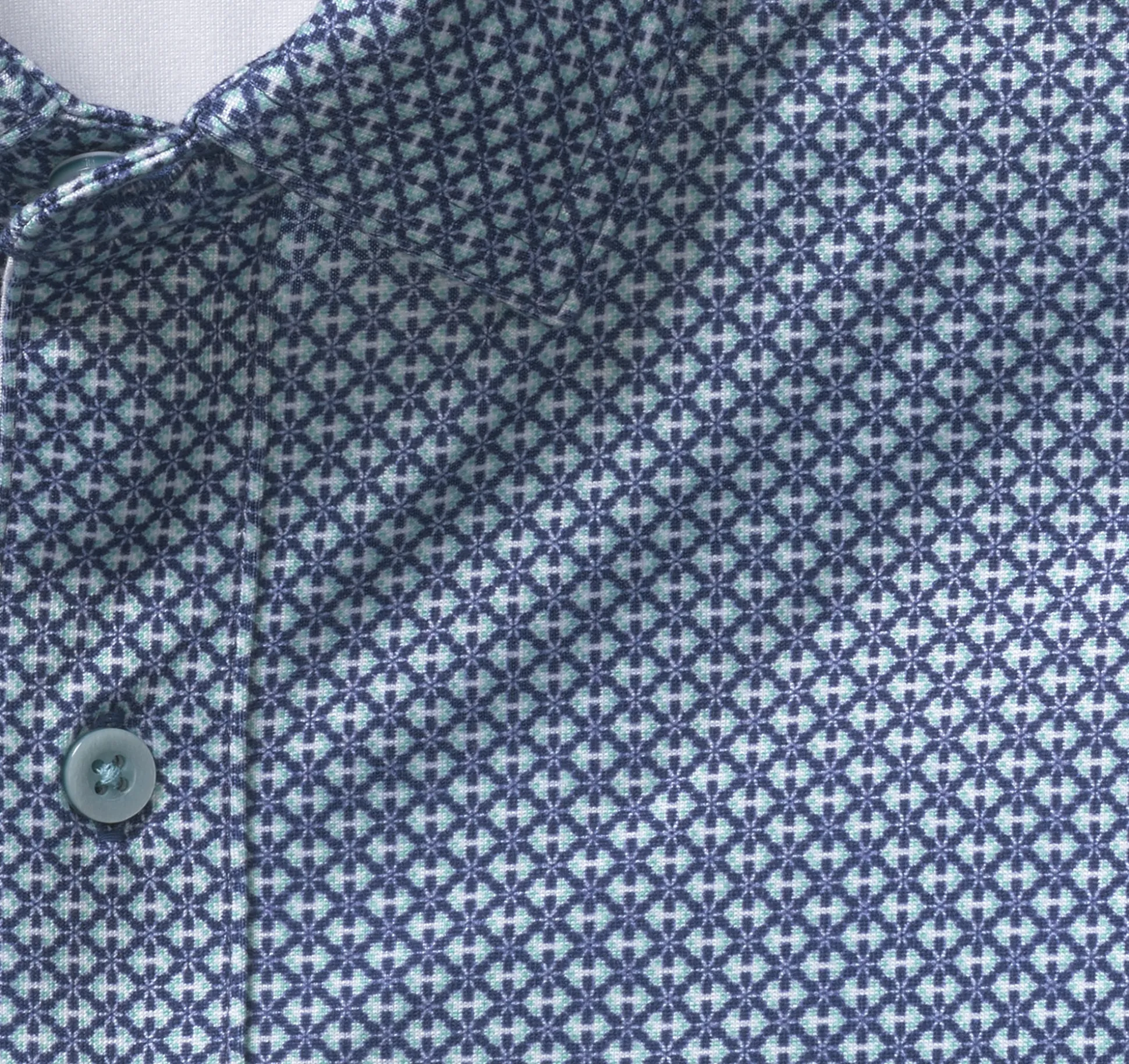 Short-sleeve Shirts^Johnston & Murphy XC4® Performance Shirt Navy/MintLinkedFlower