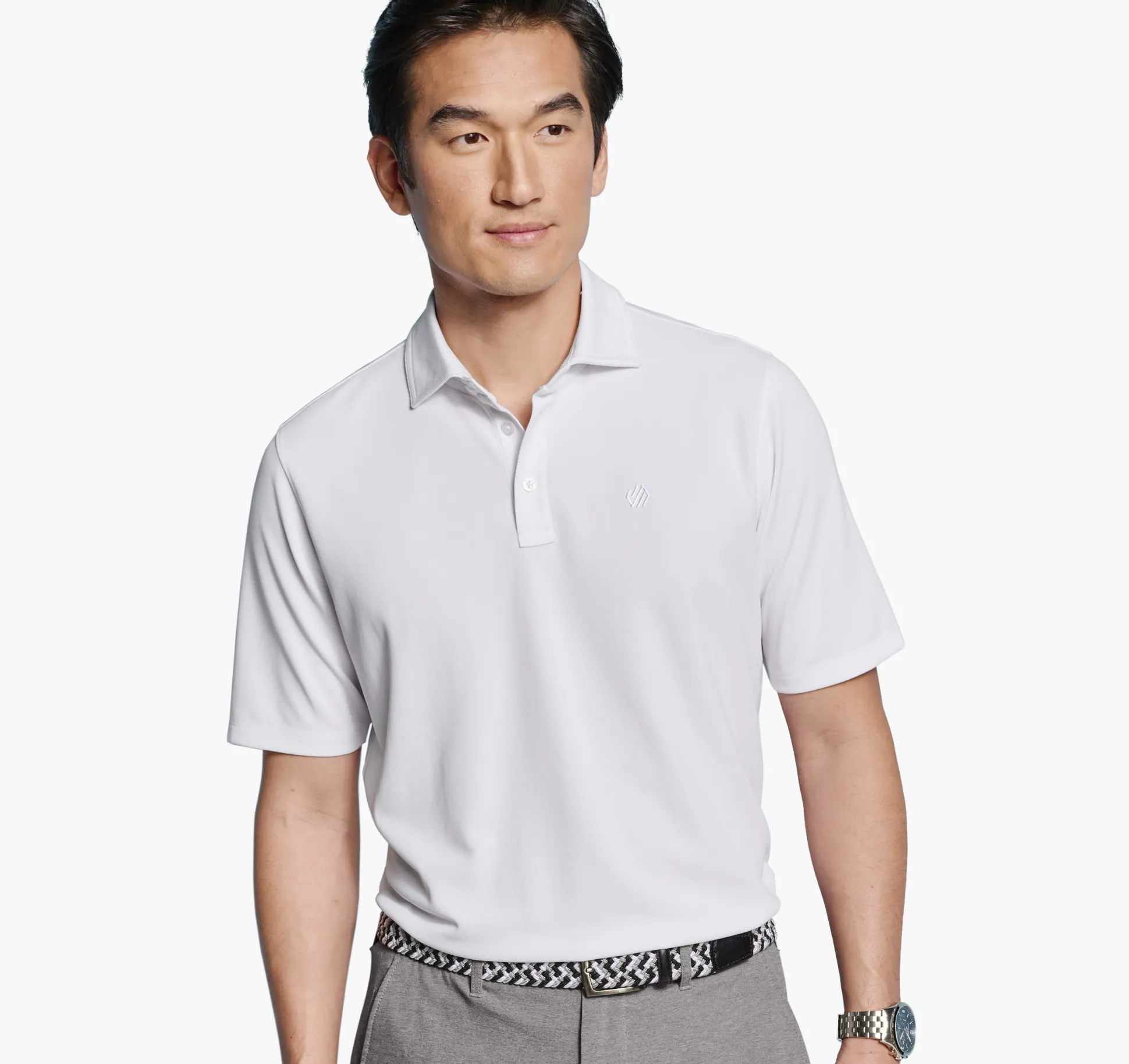 Polos & Tees^Johnston & Murphy XC4® Performance Solid Polo + Cool Degree White