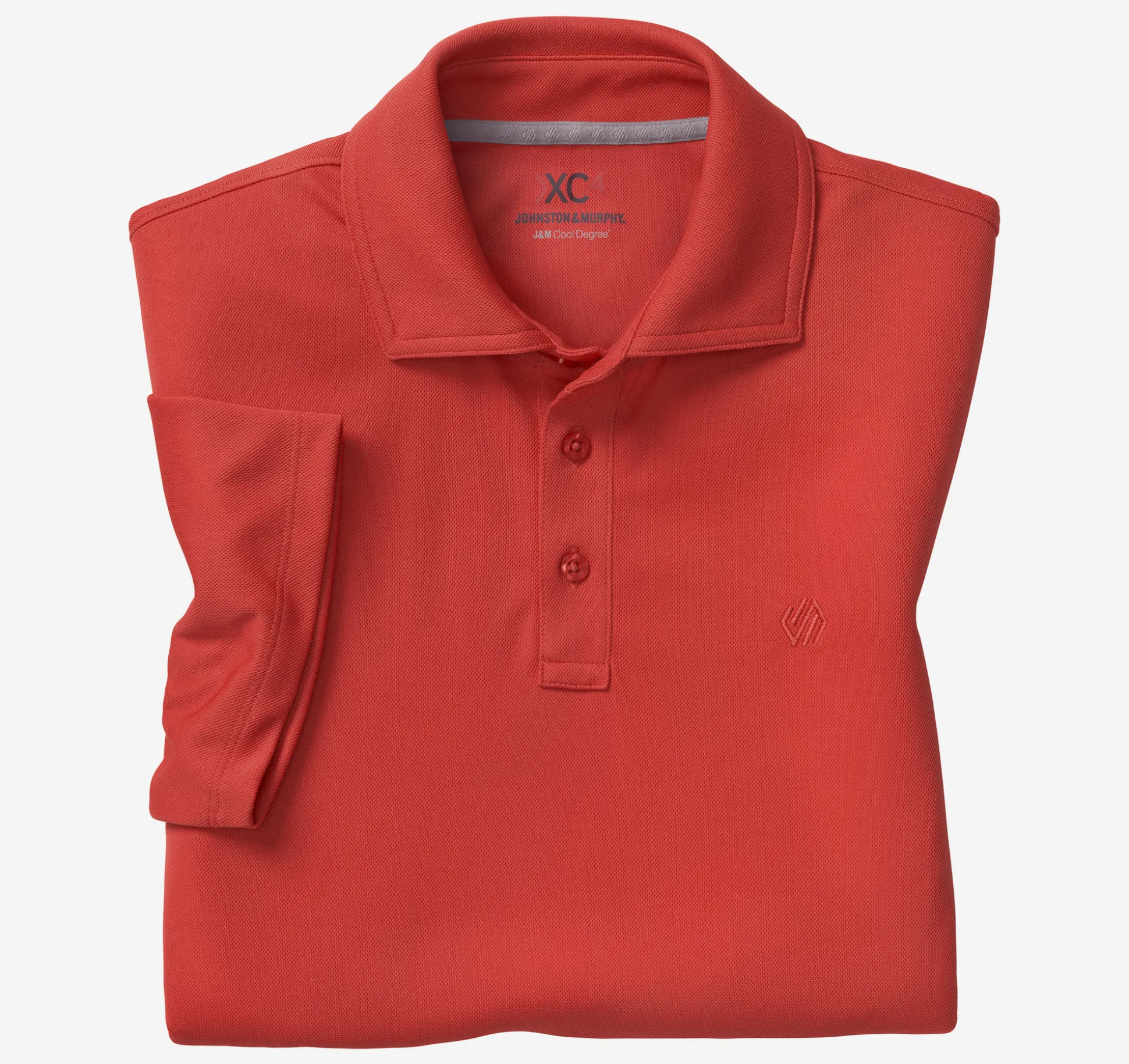 Polos & Tees^Johnston & Murphy XC4® Performance Solid Polo + Cool Degree Red