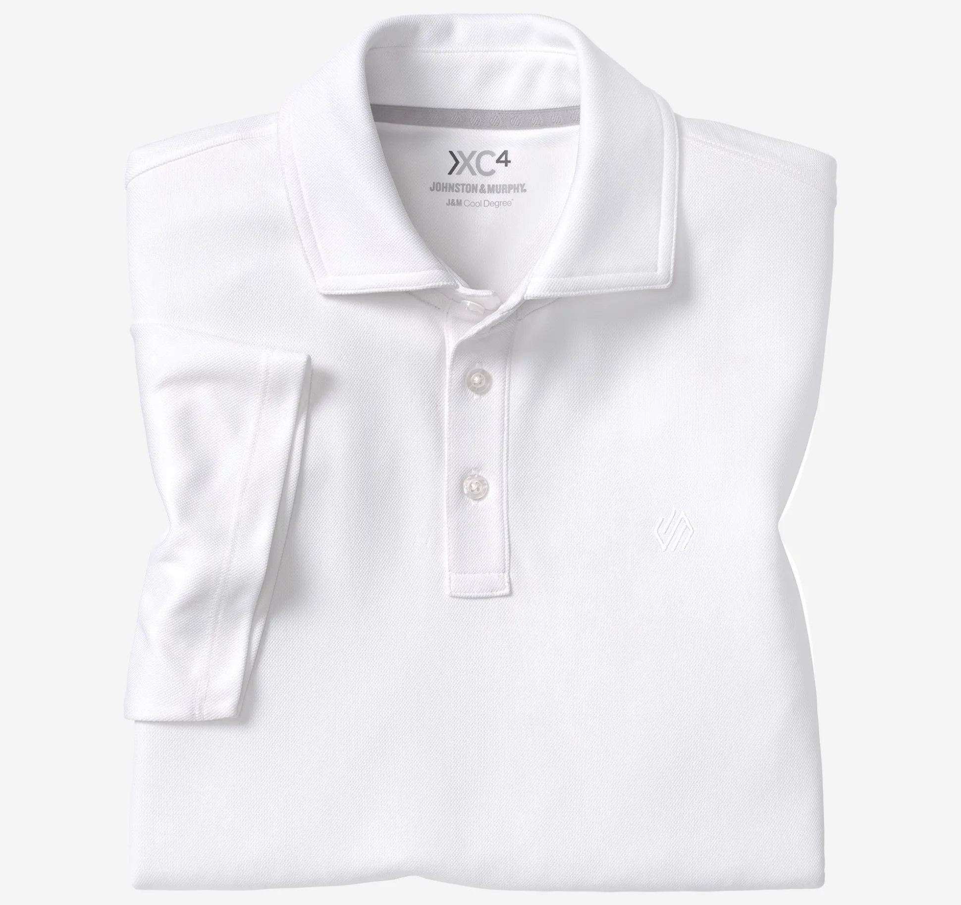 Polos & Tees^Johnston & Murphy XC4® Performance Solid Polo + Cool Degree White
