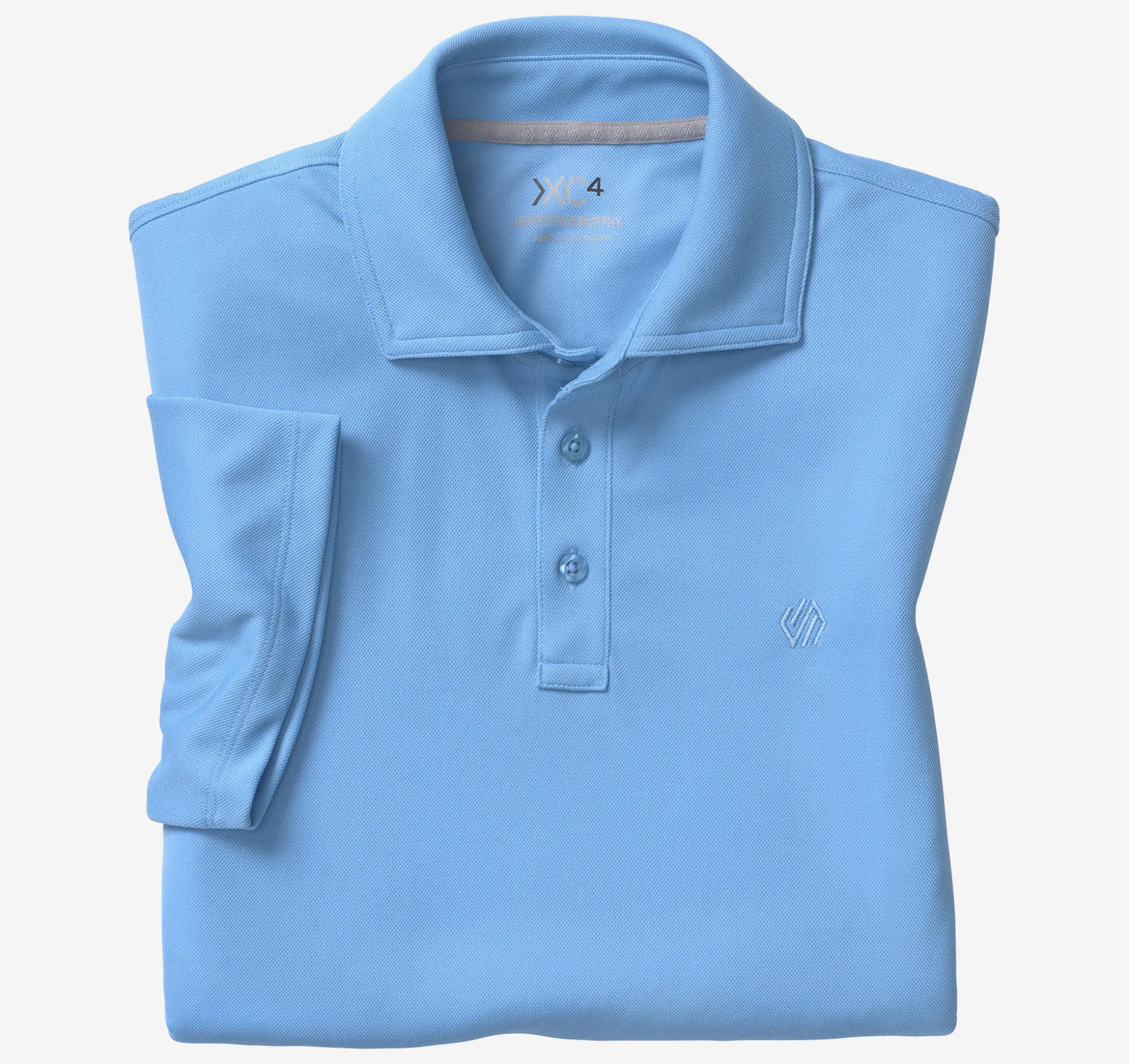 Polos & Tees^Johnston & Murphy XC4® Performance Solid Polo + Cool Degree LightBlue