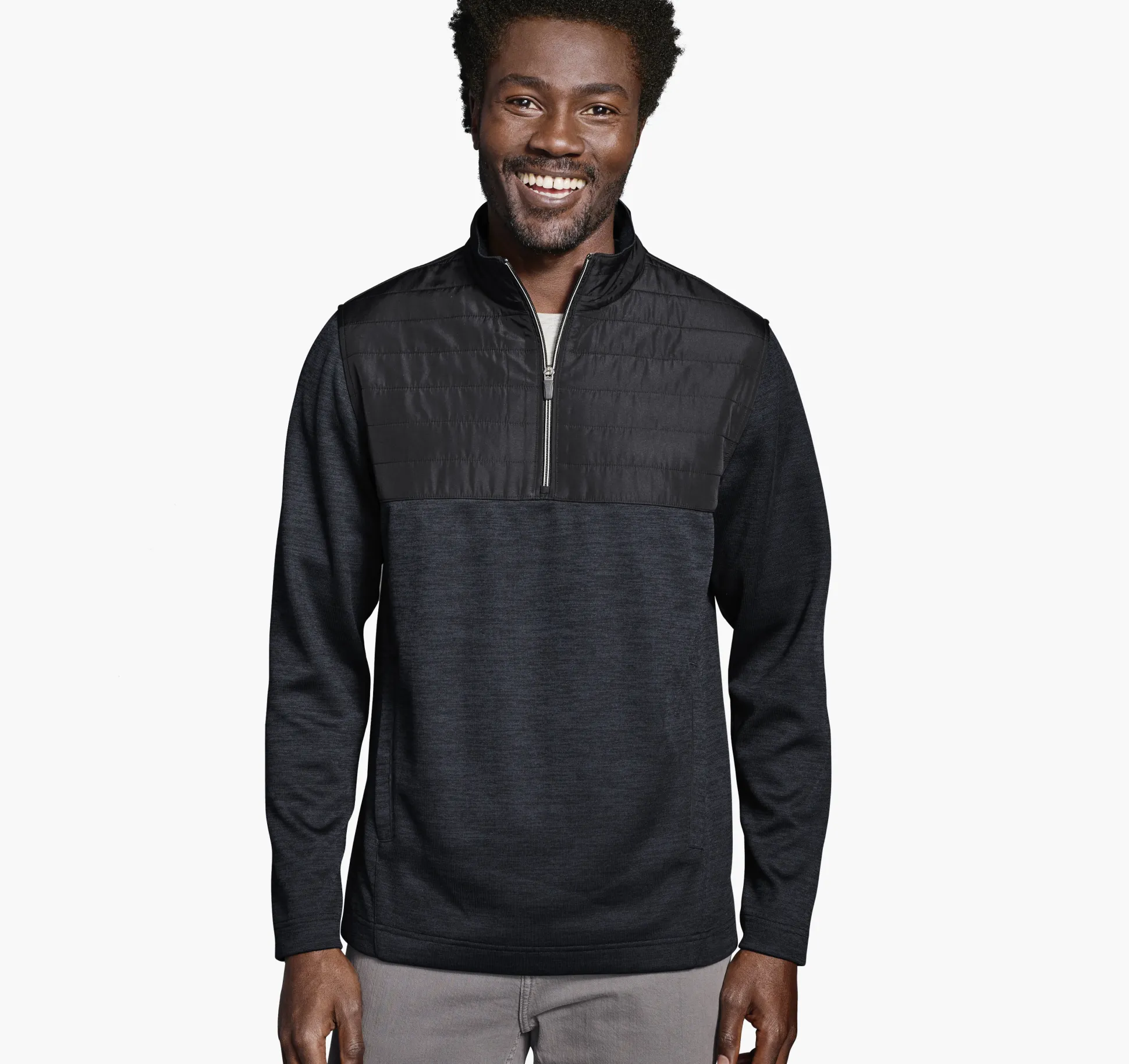 Sweaters & Knits^Johnston & Murphy XC4® Quilted Quarter-Zip Black