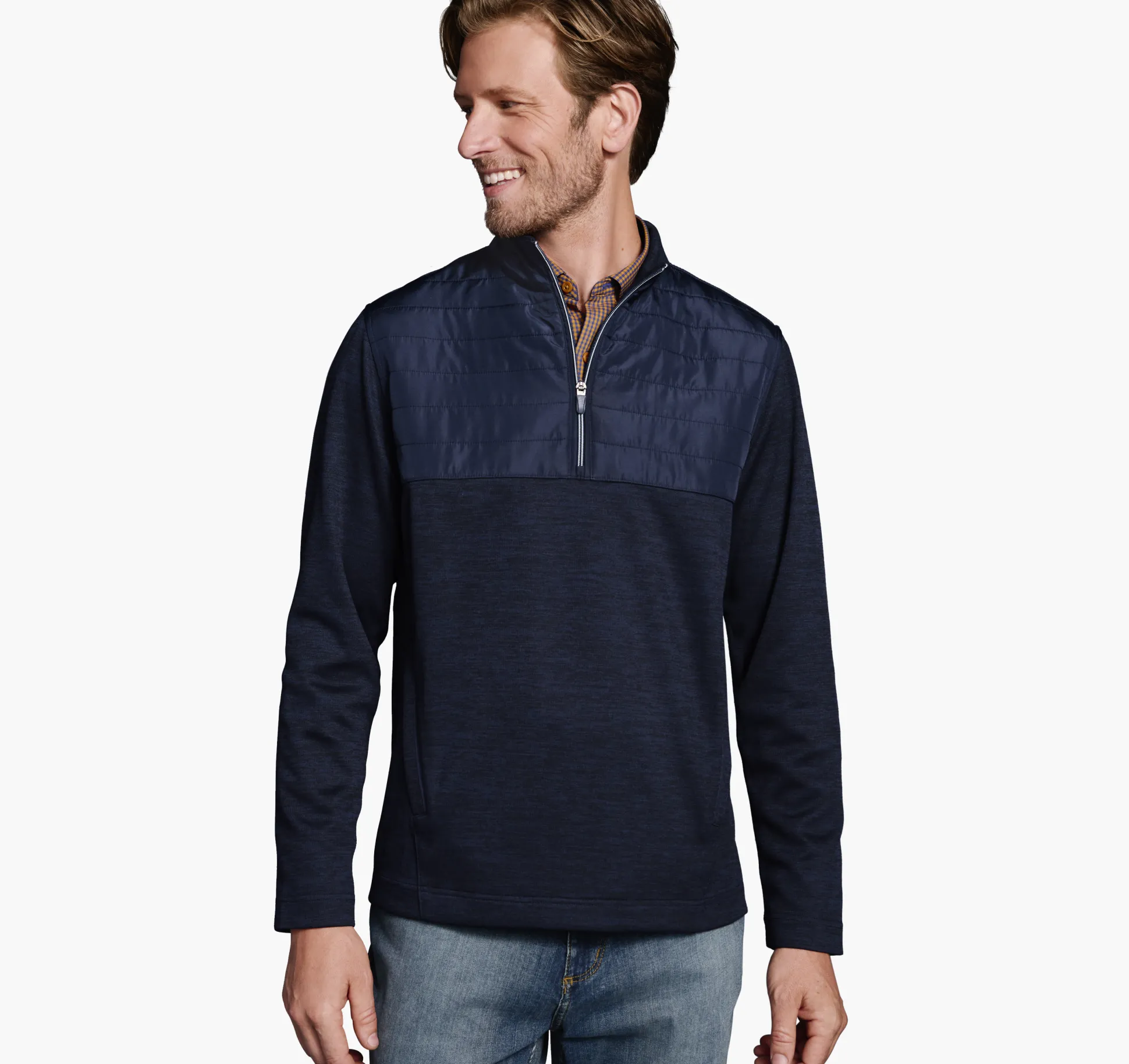 Sweaters & Knits^Johnston & Murphy XC4® Quilted Quarter-Zip Navy