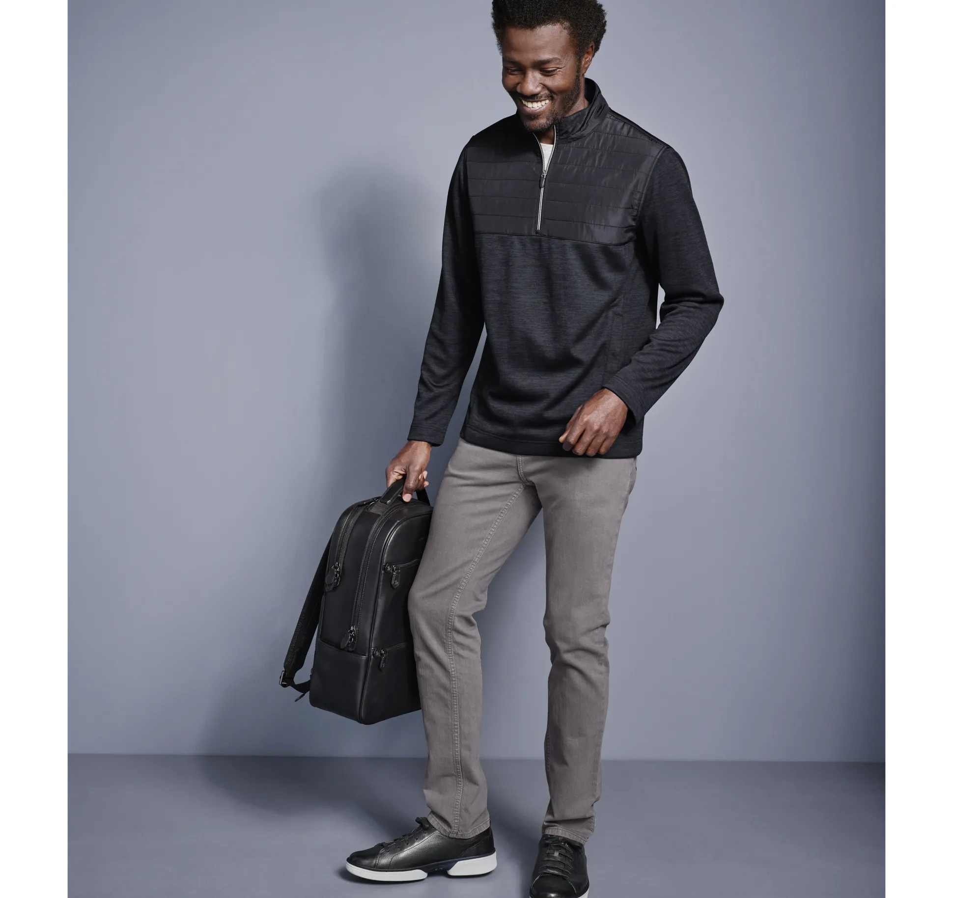 Sweaters & Knits^Johnston & Murphy XC4® Quilted Quarter-Zip Black