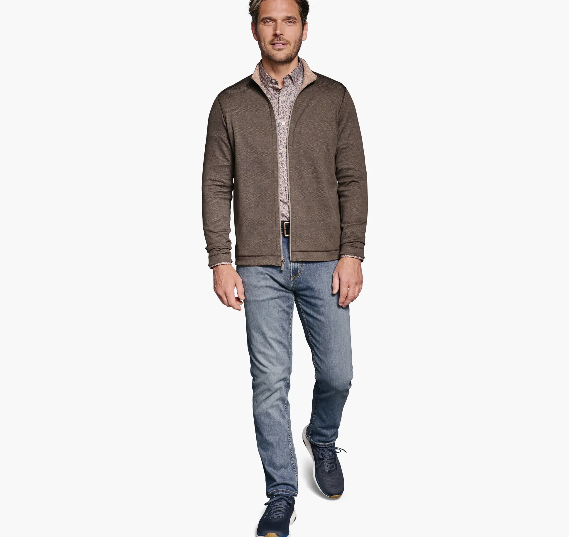 Sweaters & Knits^Johnston & Murphy XC4® Reversible Full Zip Brown/Rust