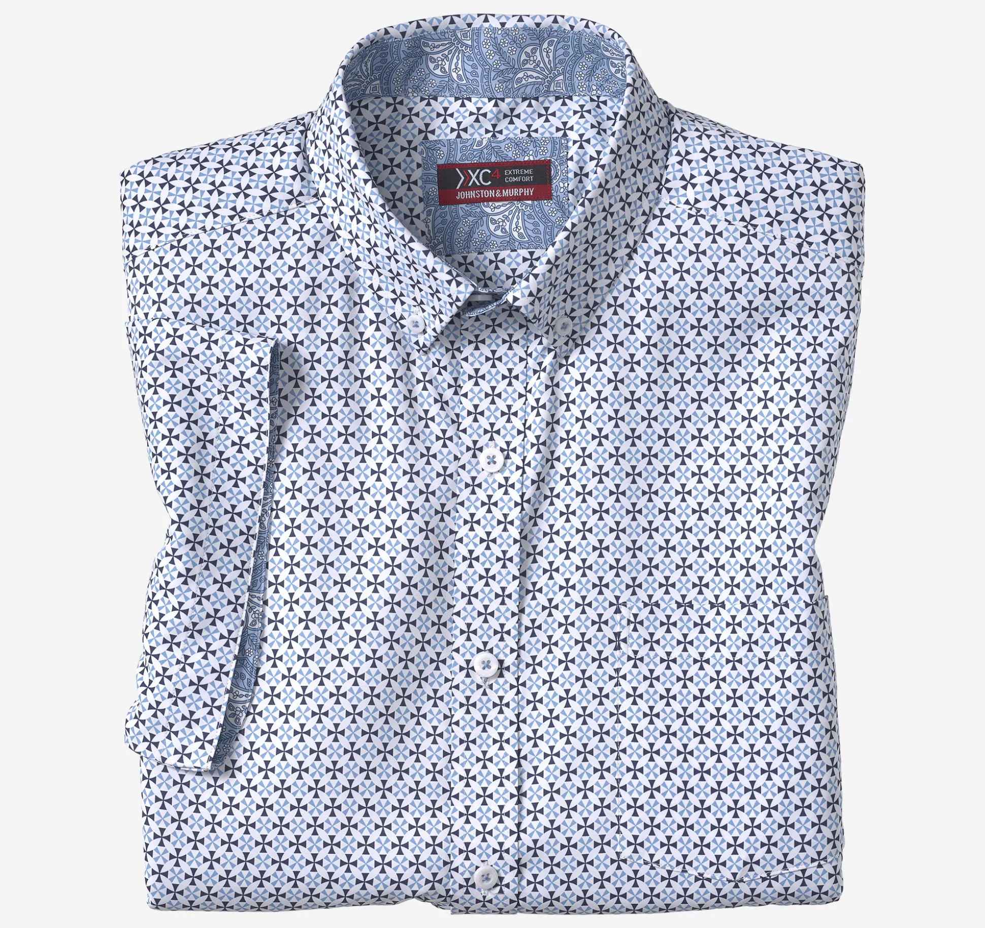 Short-sleeve Shirts^Johnston & Murphy XC4® Short-Sleeve Stretch Woven Shirt Navy/BlueCircleCross