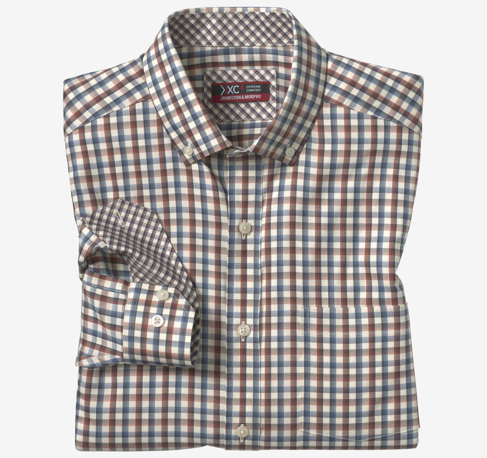 Shirts^Johnston & Murphy XC4® Sport Long-Sleeve Shirt RustTattersall
