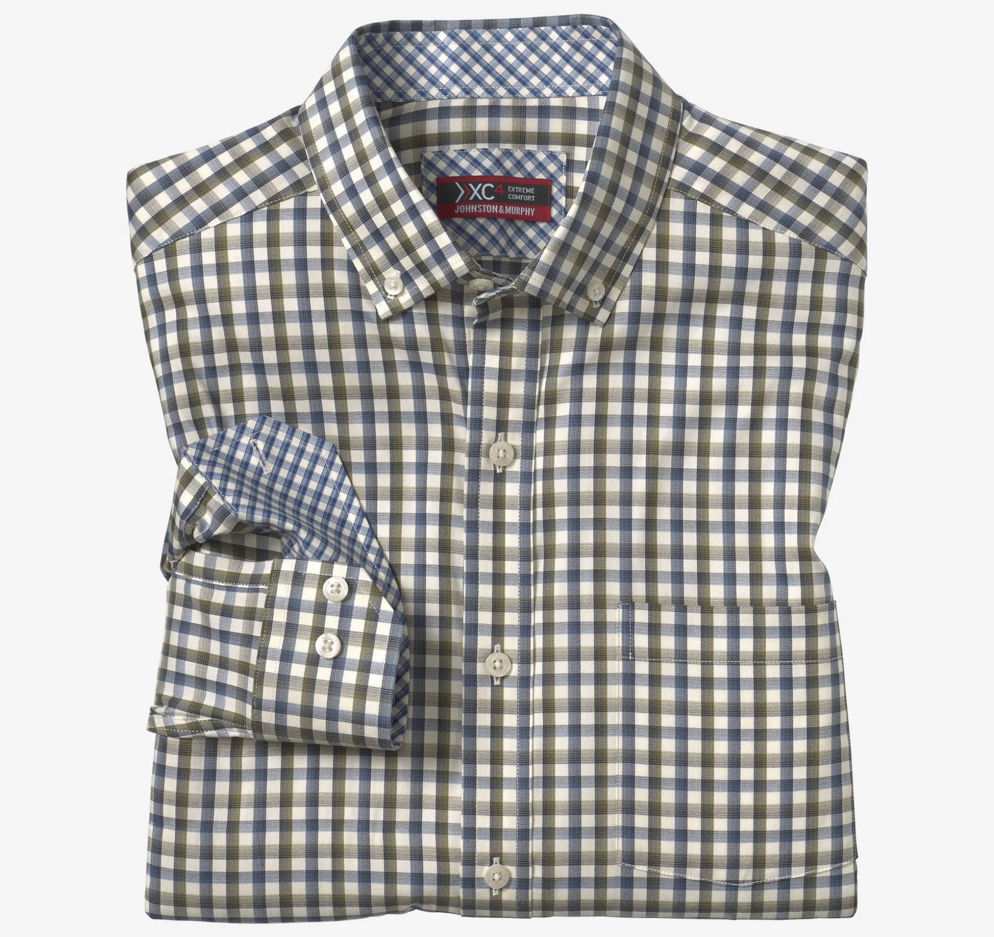 Shirts^Johnston & Murphy XC4® Sport Long-Sleeve Shirt OliveTattersall