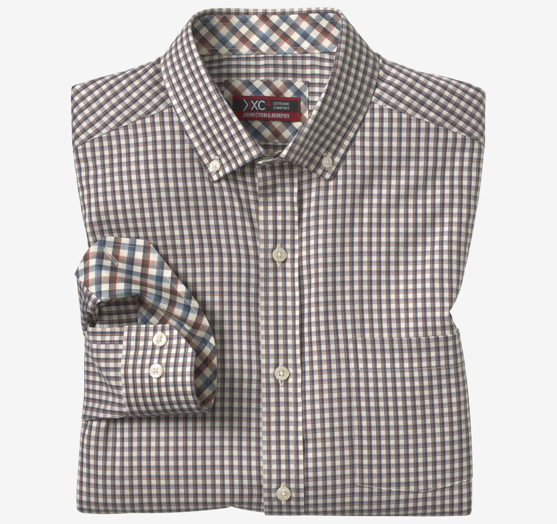 Shirts^Johnston & Murphy XC4® Sport Long-Sleeve Shirt BrownOutlinedGrid