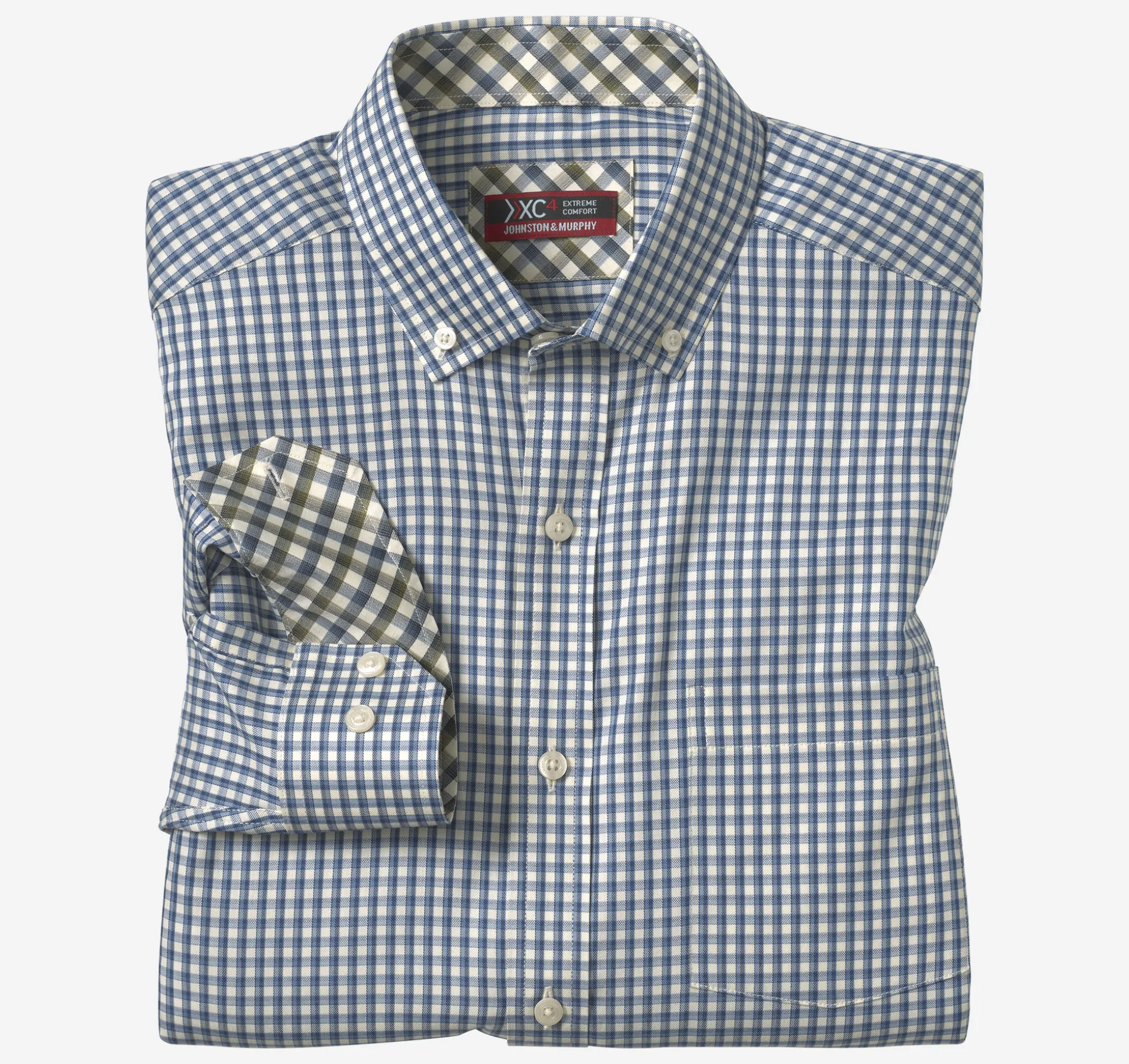 Shirts^Johnston & Murphy XC4® Sport Long-Sleeve Shirt BlueOutlinedGrid